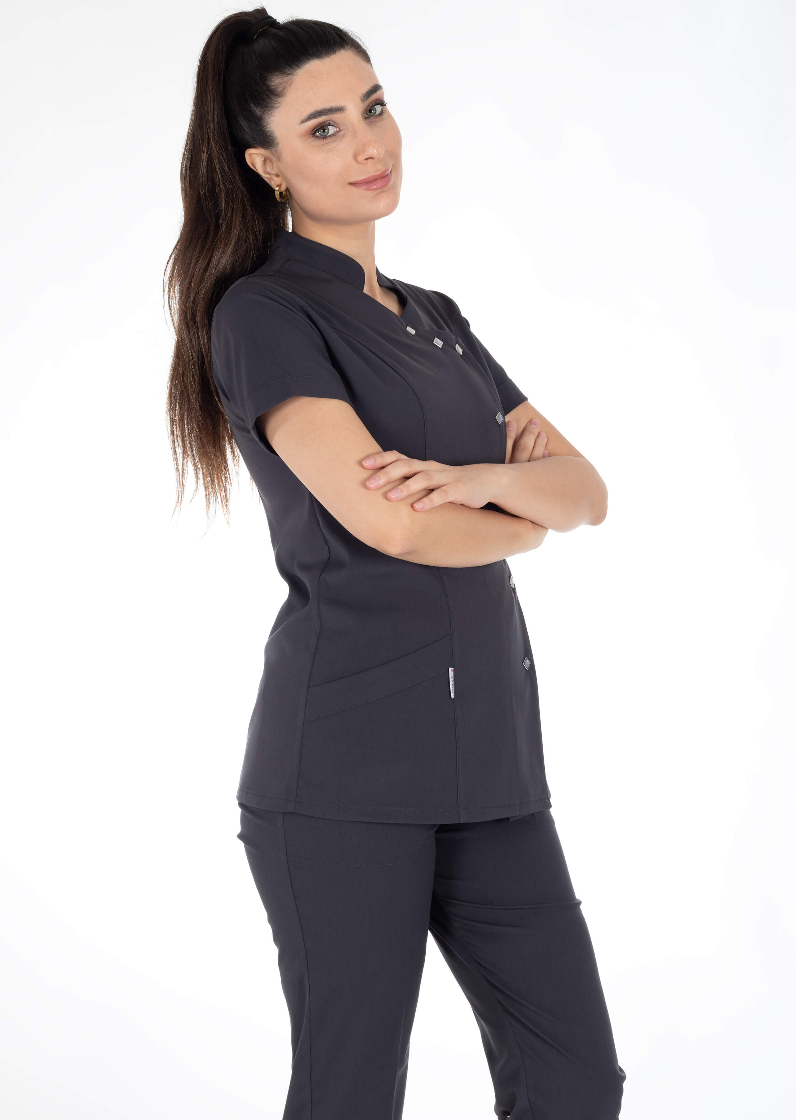 Luxe Flex Antrasit Likralı Hemşire ve Doktor Forması Takımı Luxe Flex Antrasit Likralı Hemşire ve Doktor Forması Takımı