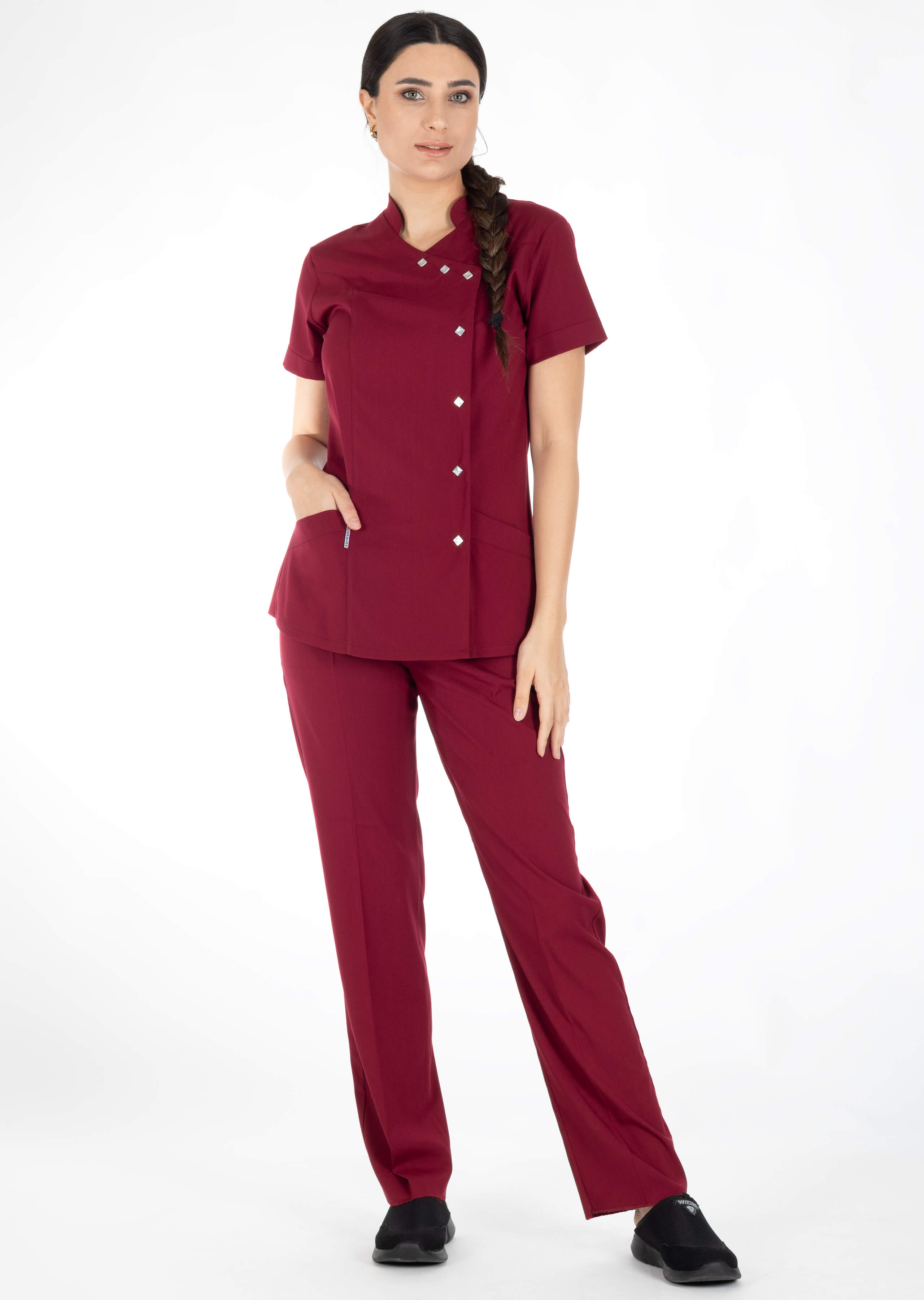 Luxe Flex Bordo Likralı Hemşire ve Doktor Forması Takımı Luxe Flex Bordo Likralı Hemşire ve Doktor Forması Takımı