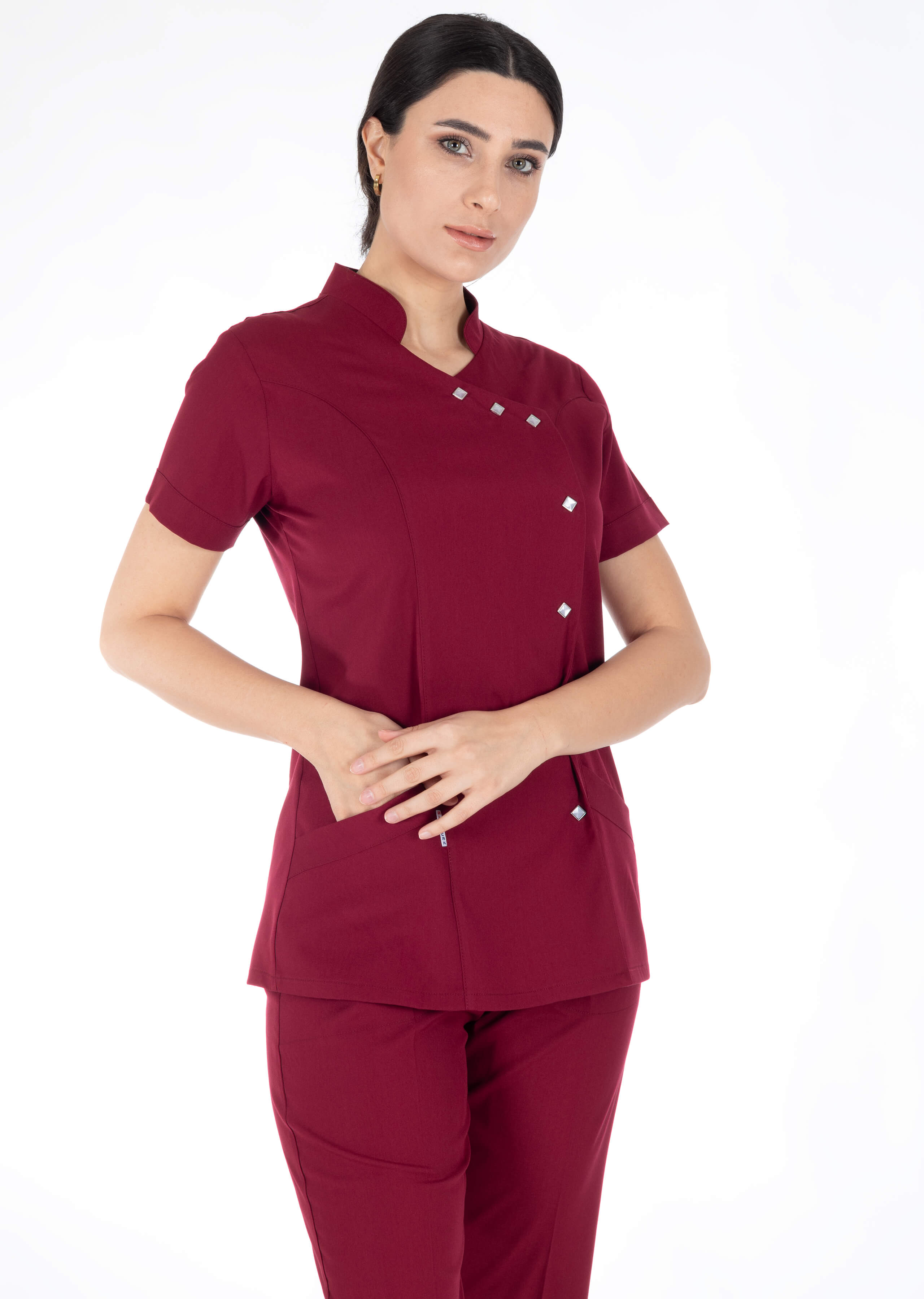 Luxe Flex Bordo Likralı Hemşire ve Doktor Forması Takımı Luxe Flex Bordo Likralı Hemşire ve Doktor Forması Takımı
