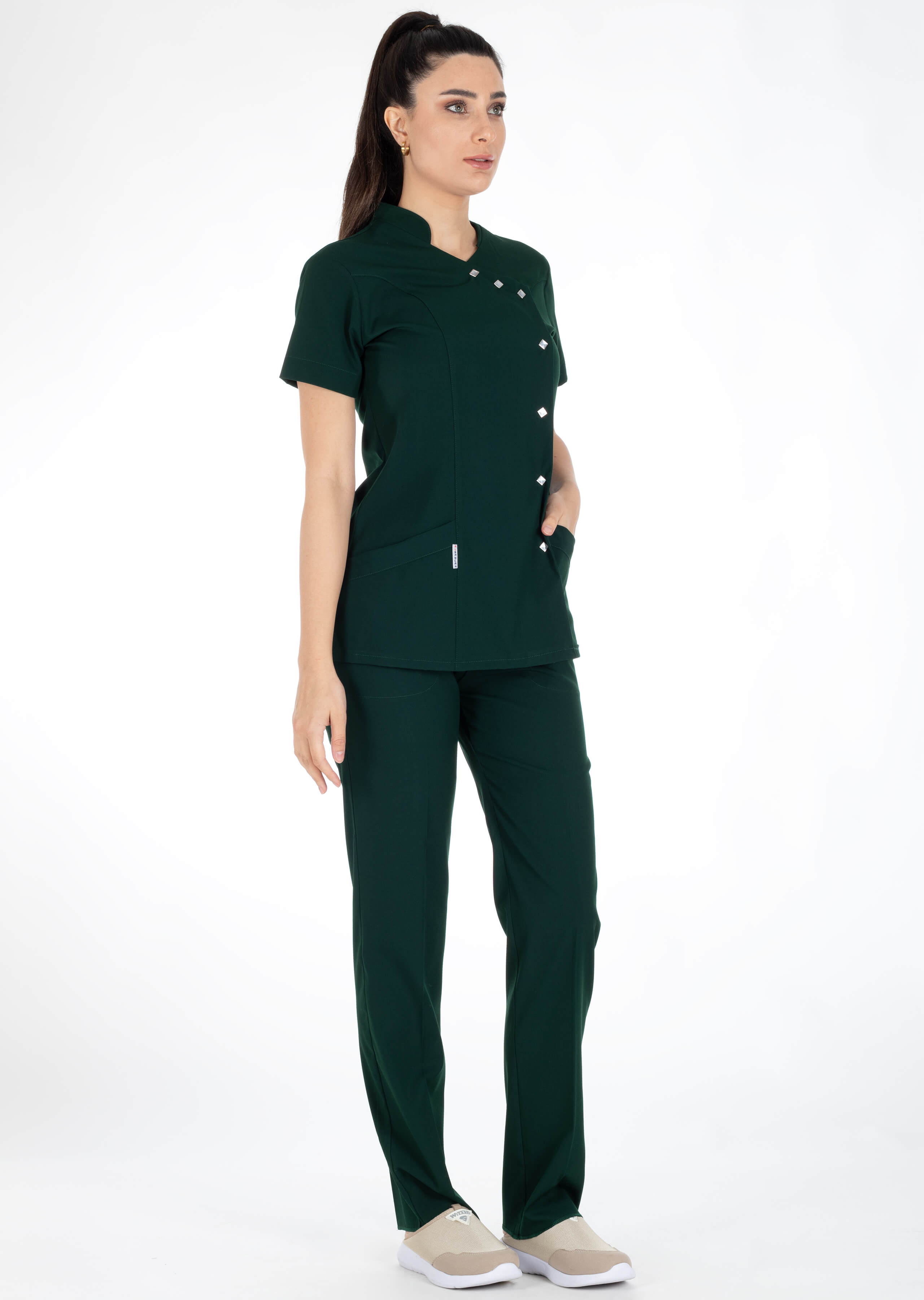 Luxe Flex Ördekbaşı Yeşili Likralı Hemşire ve Doktor Forması Takımı Luxe Flex Ördekbaşı Yeşili Likralı Hemşire ve Doktor Forması Takımı