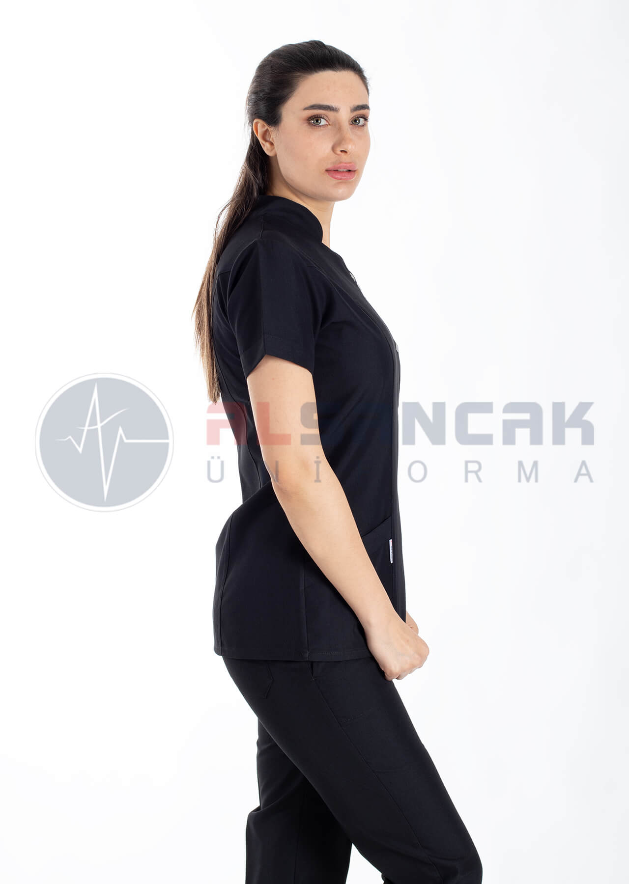 Luxe Flex Siyah Likralı Hemşire ve Doktor Forması Takımı Luxe Flex Siyah Likralı Hemşire ve Doktor Forması Takımı
