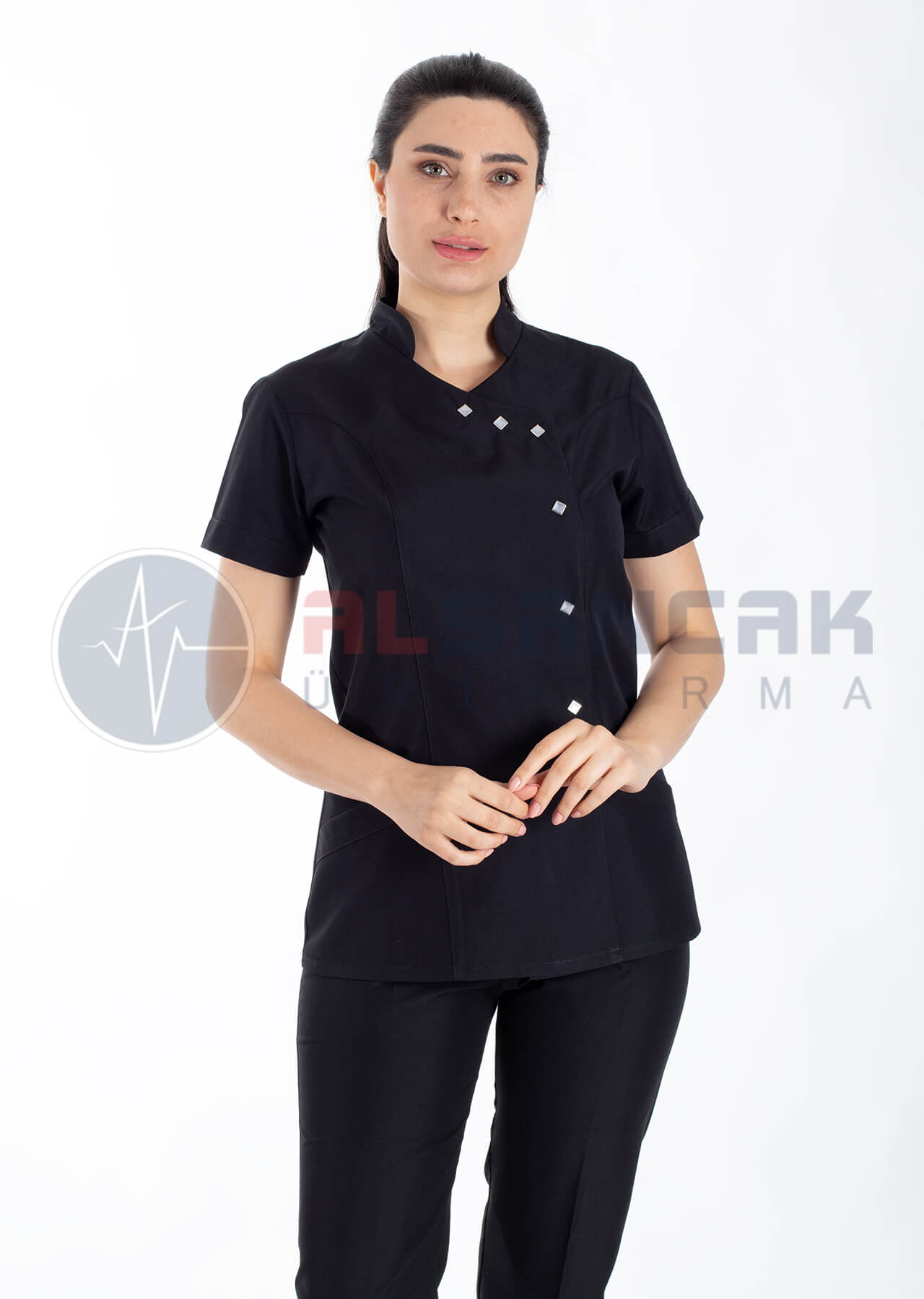 Luxe Flex Siyah Likralı Hemşire ve Doktor Forması Takımı Luxe Flex Siyah Likralı Hemşire ve Doktor Forması Takımı