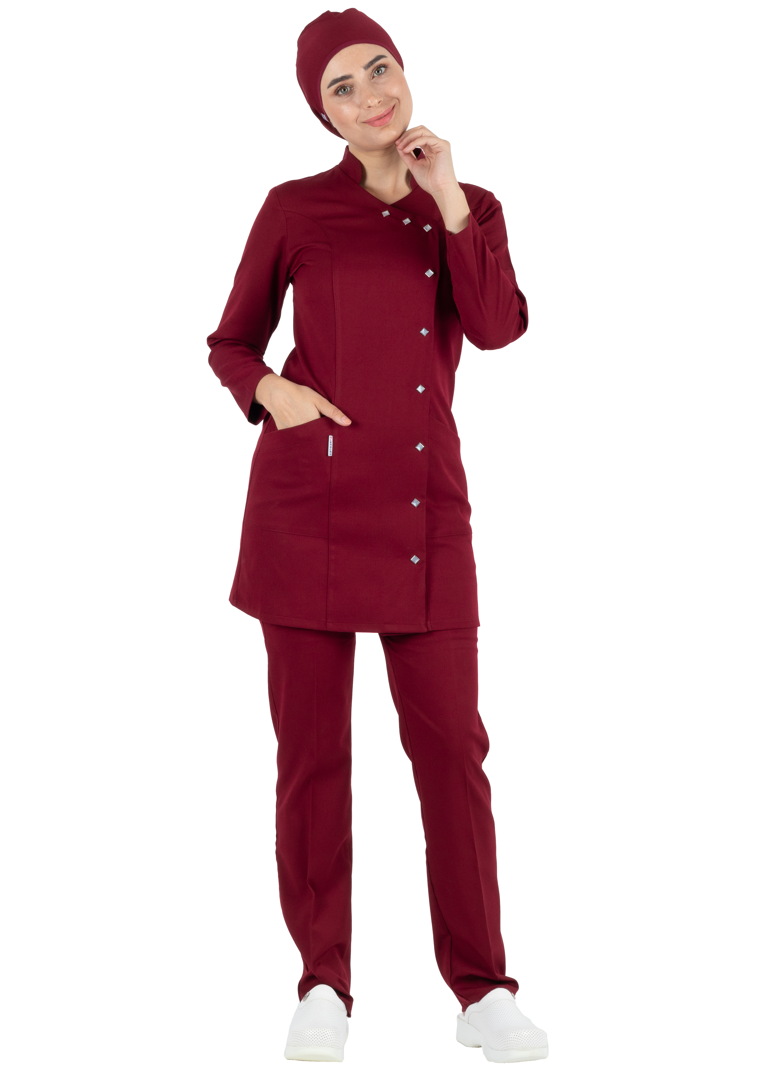 Luxe Model Bordo Likralı Tesettür Hemşire Doktor Forması Takımı Luxe Model Bordo Likralı Tesettür Hemşire Doktor Forması Takımı