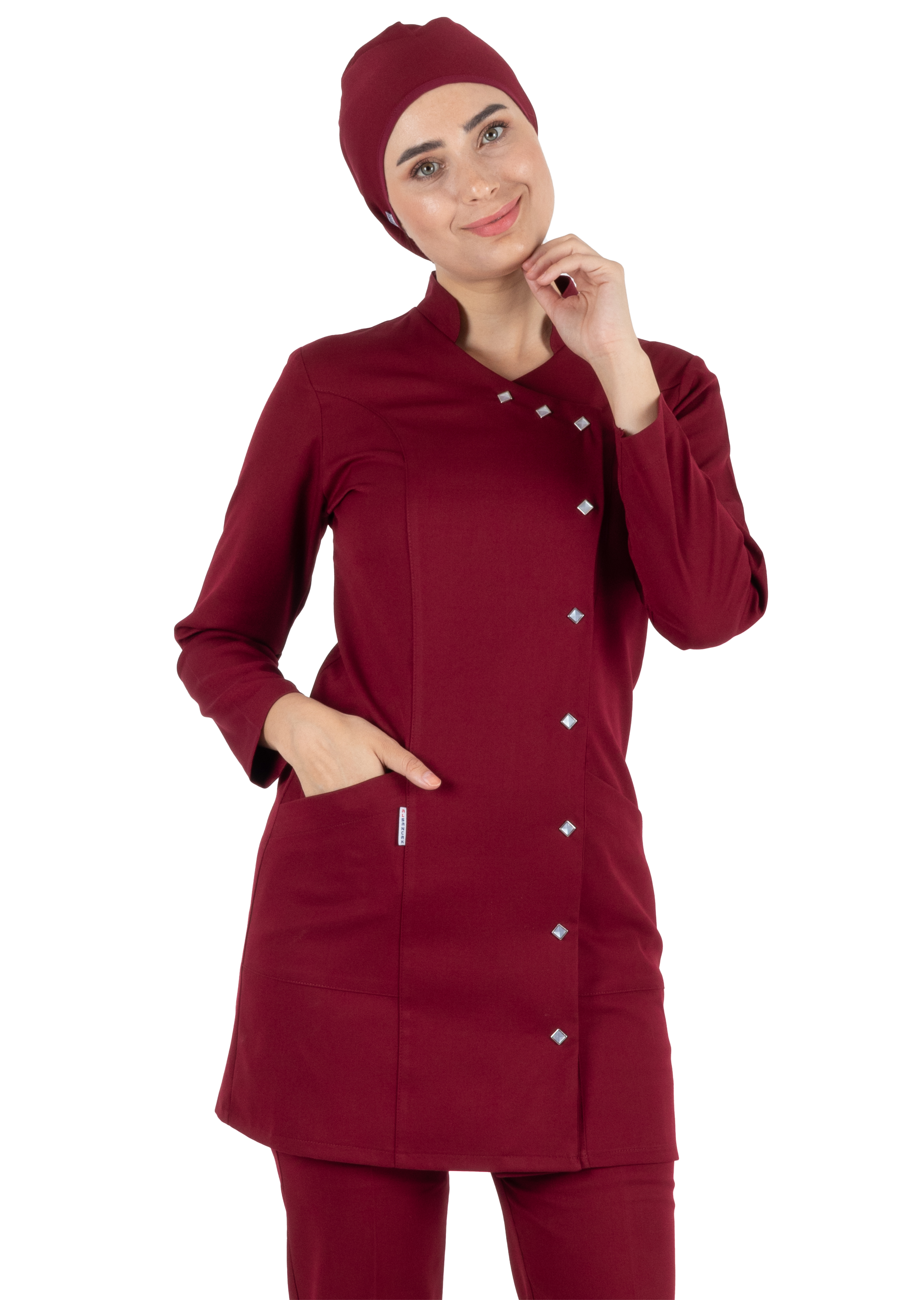 Luxe Model Bordo Likralı Tesettür Hemşire Doktor Forması Takımı Luxe Model Bordo Likralı Tesettür Hemşire Doktor Forması Takımı