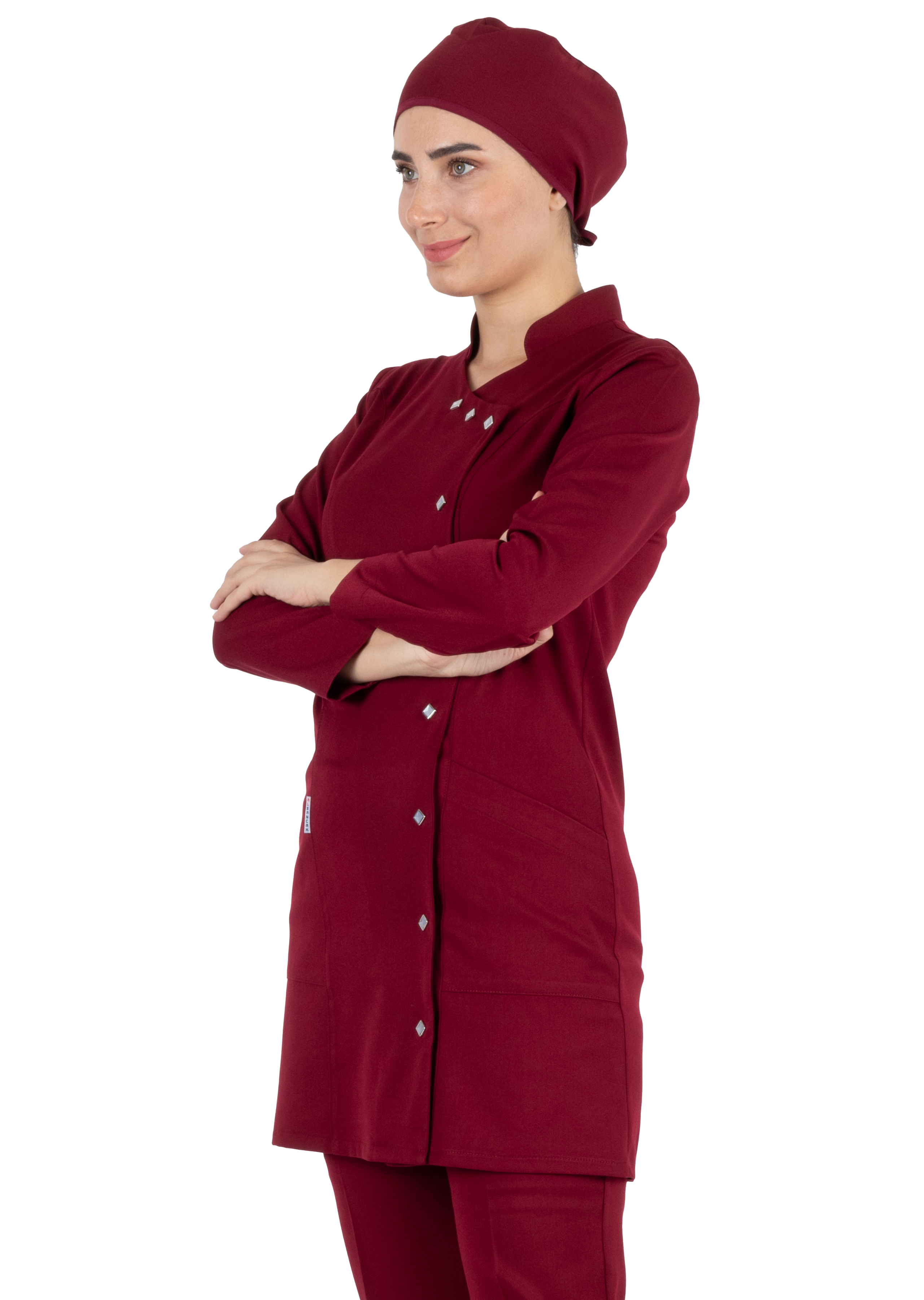 Luxe Model Bordo Likralı Tesettür Hemşire Doktor Forması Takımı Luxe Model Bordo Likralı Tesettür Hemşire Doktor Forması Takımı