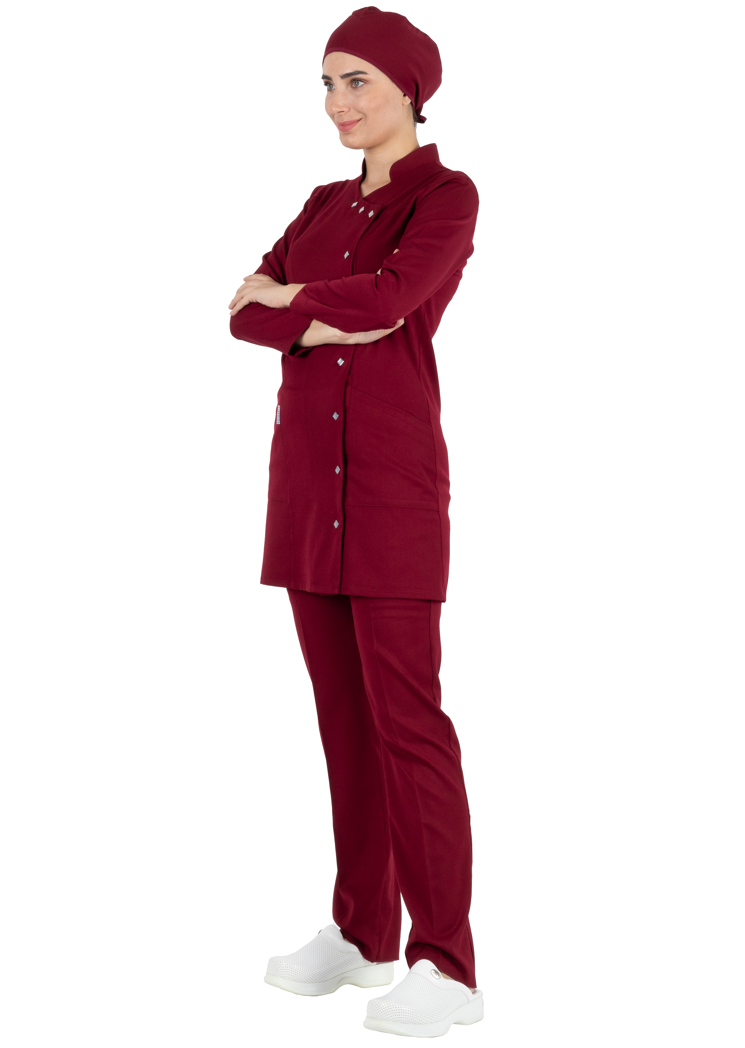 Luxe Model Bordo Likralı Tesettür Hemşire Doktor Forması Takımı Luxe Model Bordo Likralı Tesettür Hemşire Doktor Forması Takımı