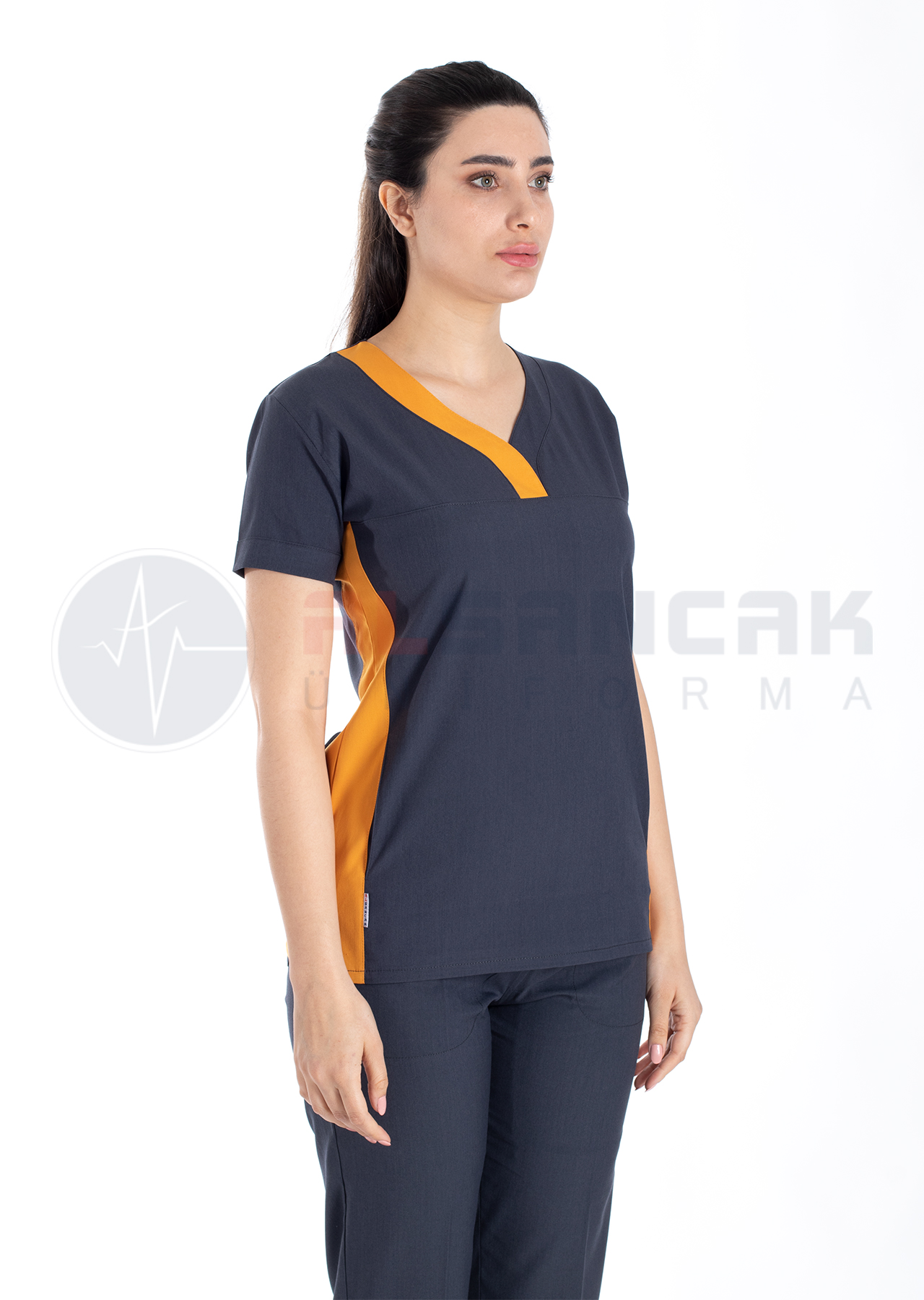 Petit Flex Likralı Antrasit/Hardal Doktor Hemşire Forması Petit Flex Likralı Antrasit/Hardal Doktor Hemşire Forması