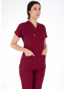 Bordo Likralı İnce Scrubs Flex Doktor Hemşire Forması Takımı Bordo Likralı İnce Scrubs Flex Doktor Hemşire Forması Takımı