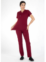Bordo Likralı İnce Scrubs Flex Doktor Hemşire Forması Takımı Bordo Likralı İnce Scrubs Flex Doktor Hemşire Forması Takımı