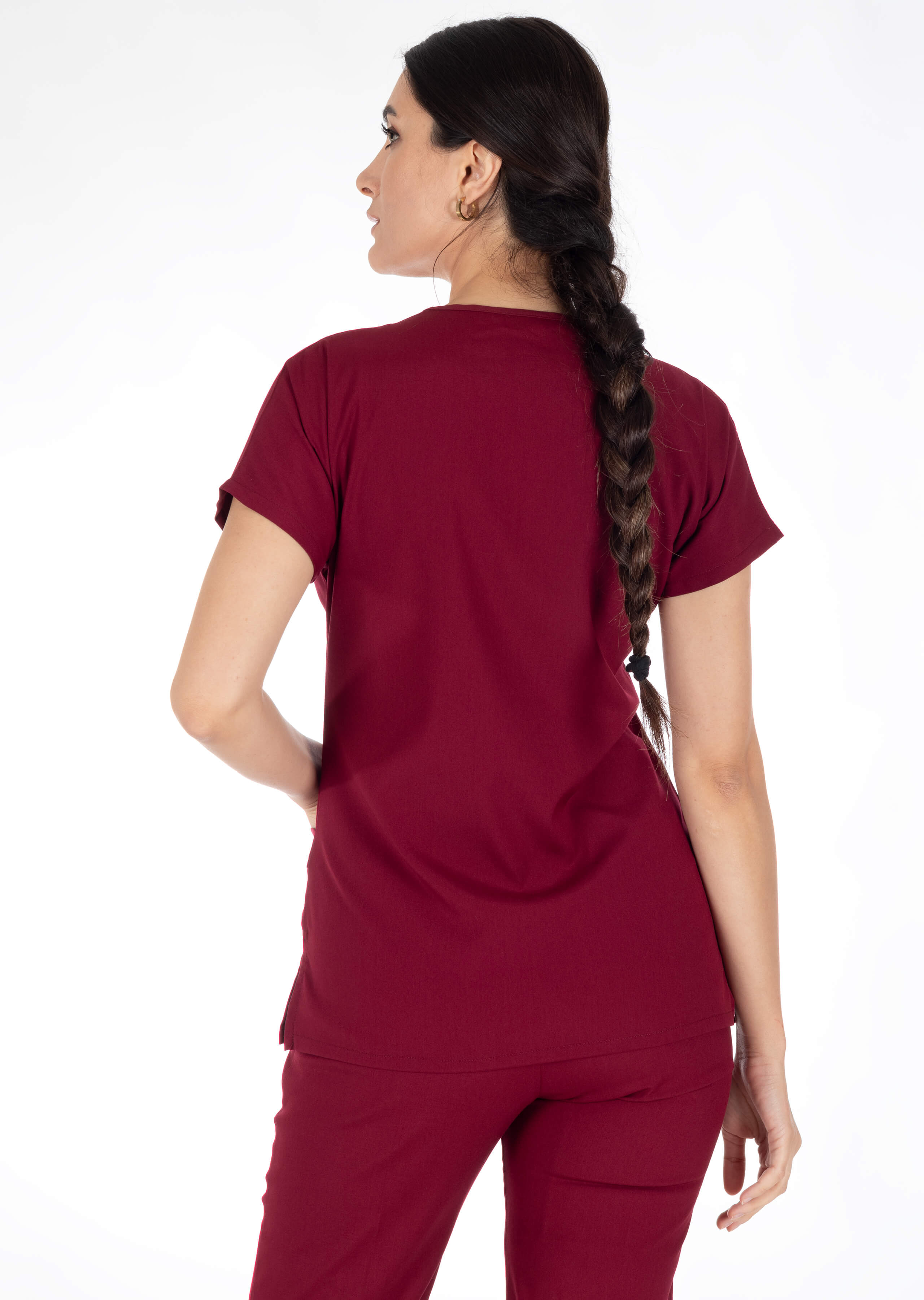 Bordo Likralı İnce Scrubs Flex Doktor Hemşire Forması Takımı Bordo Likralı İnce Scrubs Flex Doktor Hemşire Forması Takımı