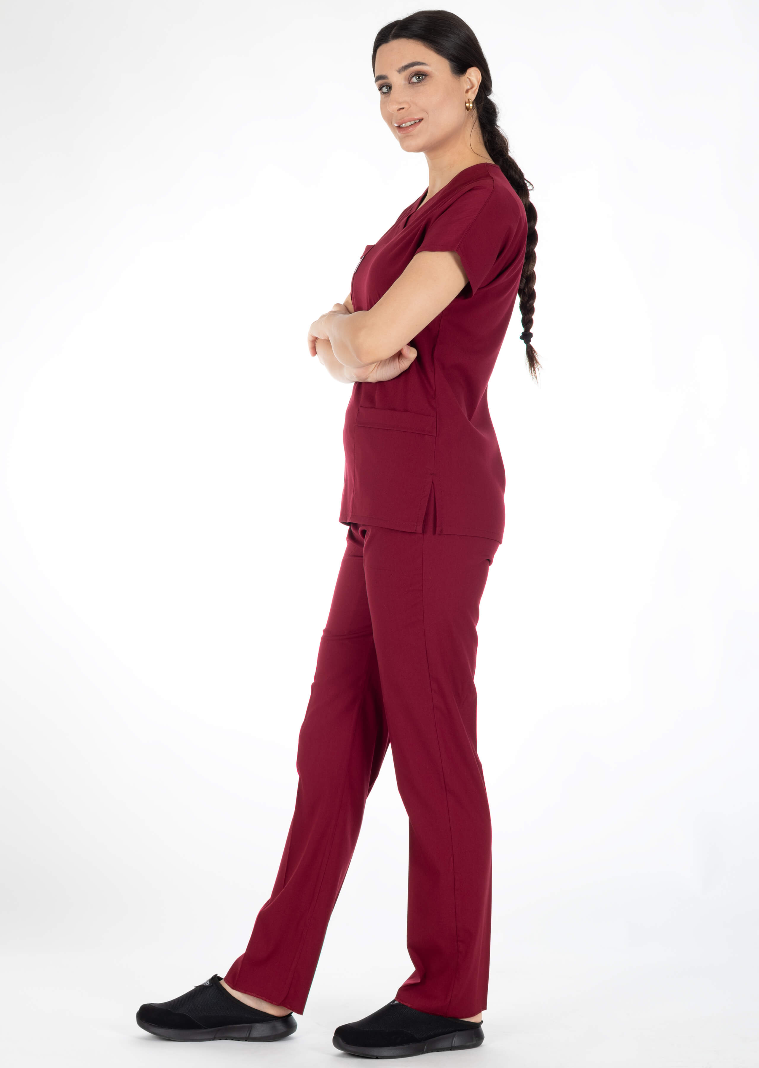 Bordo Likralı İnce Scrubs Flex Doktor Hemşire Forması Takımı Bordo Likralı İnce Scrubs Flex Doktor Hemşire Forması Takımı