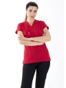 Kırmızı Likralı İnce Scrubs Flex Doktor Hemşire Forması Üstü Kırmızı Likralı İnce Scrubs Flex Doktor Hemşire Forması Üstü