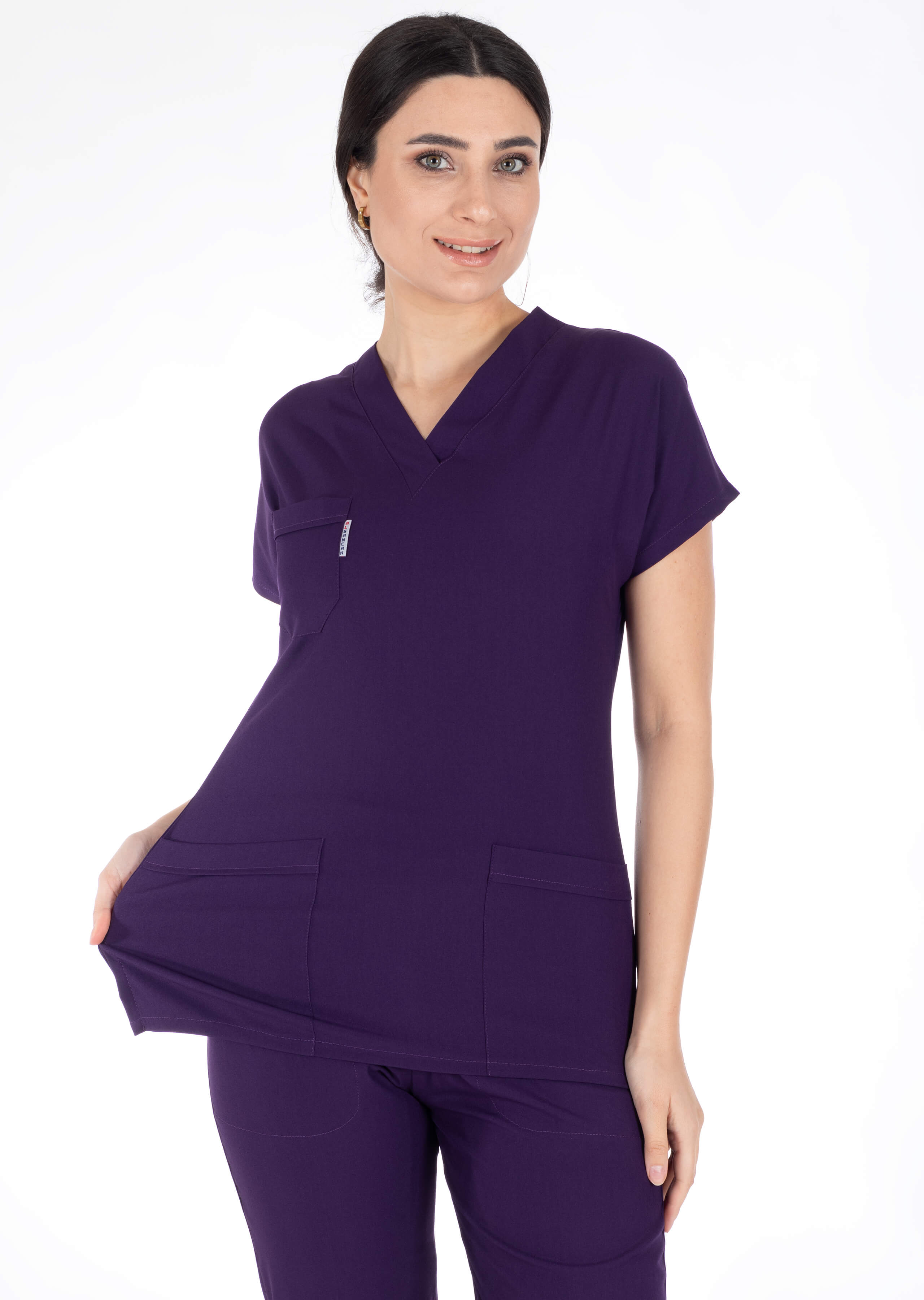 Koyu Mor Likralı İnce Scrubs Flex Doktor Hemşire Forması Takımı Koyu Mor Likralı İnce Scrubs Flex Doktor Hemşire Forması Takımı