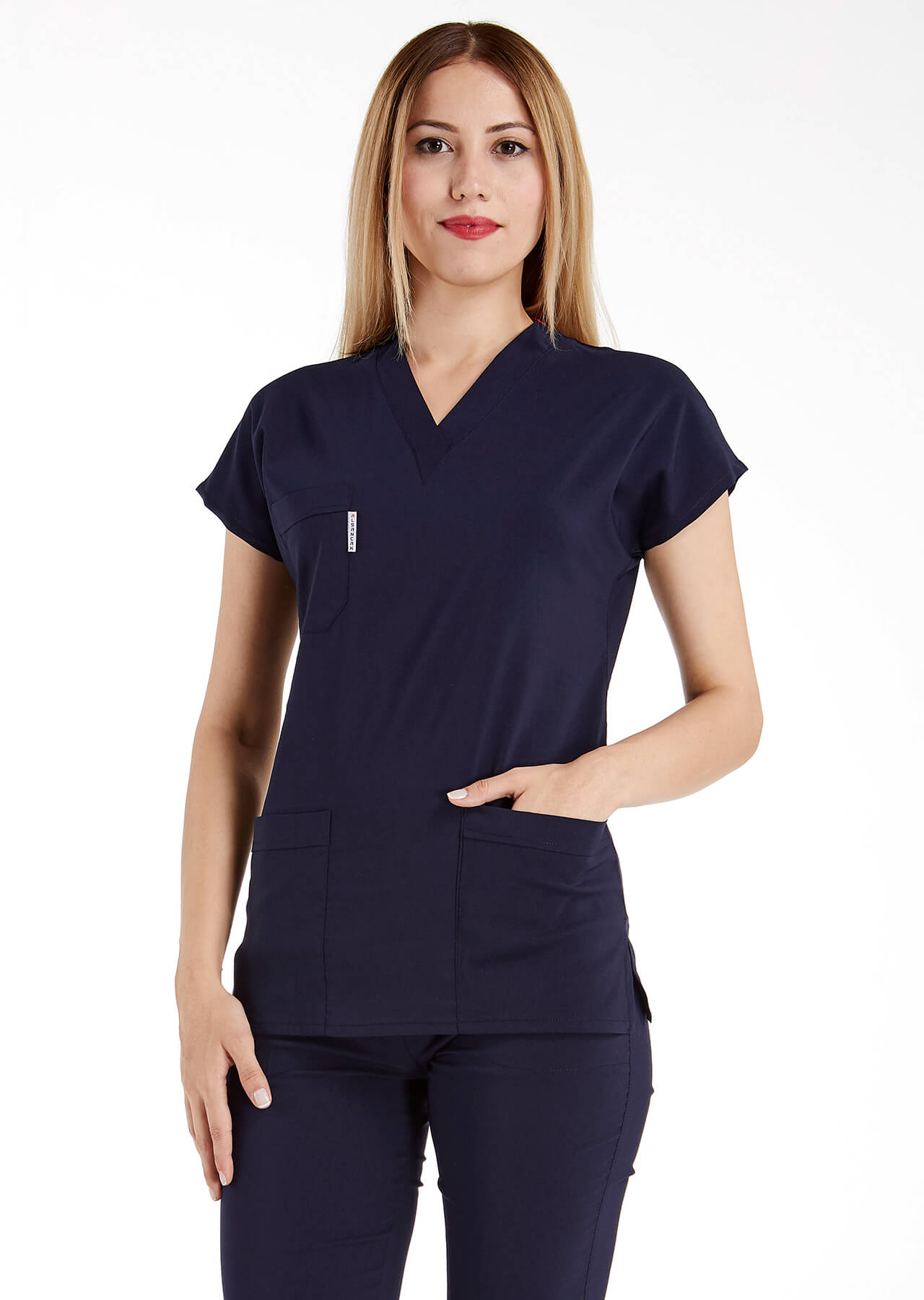 Lacivert Likralı Kalın Scrubs Doktor Hemşire Forması Takımı Lacivert Likralı Kalın Scrubs Doktor Hemşire Forması Takımı