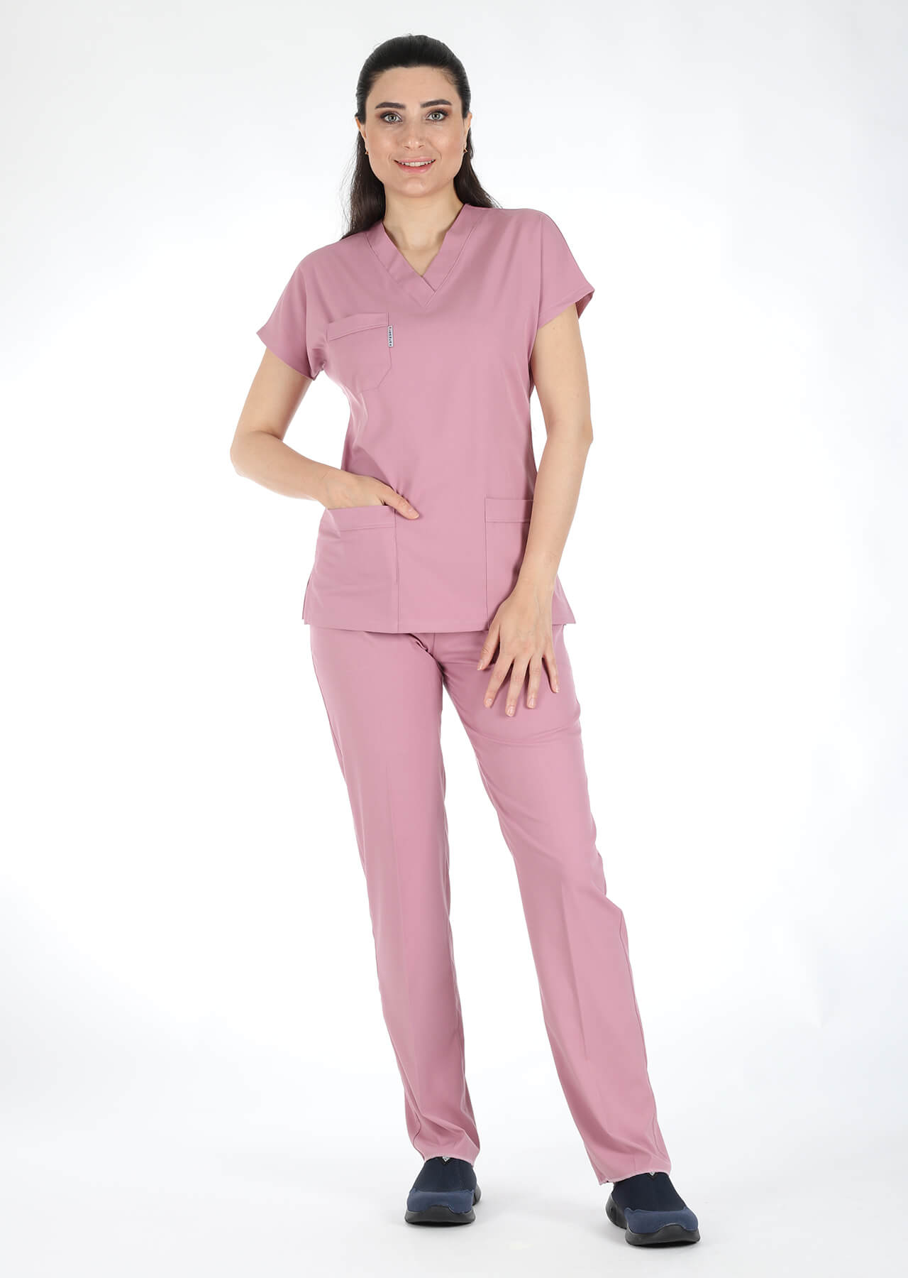 Pudra Likralı Kalın Scrubs Flex Doktor Hemşire Forması Takımı Pudra Likralı Kalın Scrubs Flex Doktor Hemşire Forması Takımı