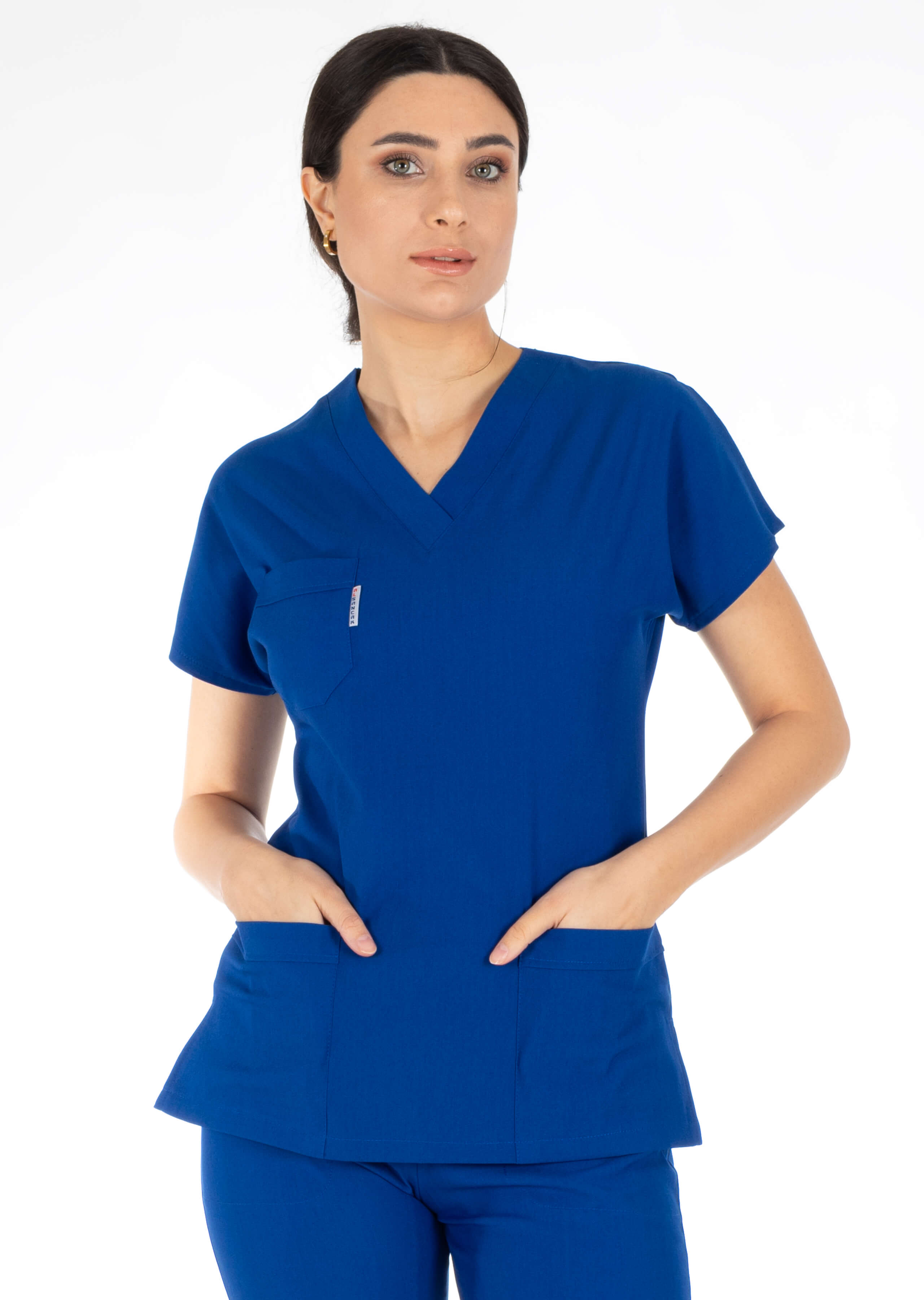 Saks Mavi Likralı Kalın Scrubs Doktor Hemşire Forması Takımı Saks Mavi Likralı Kalın Scrubs Doktor Hemşire Forması Takımı