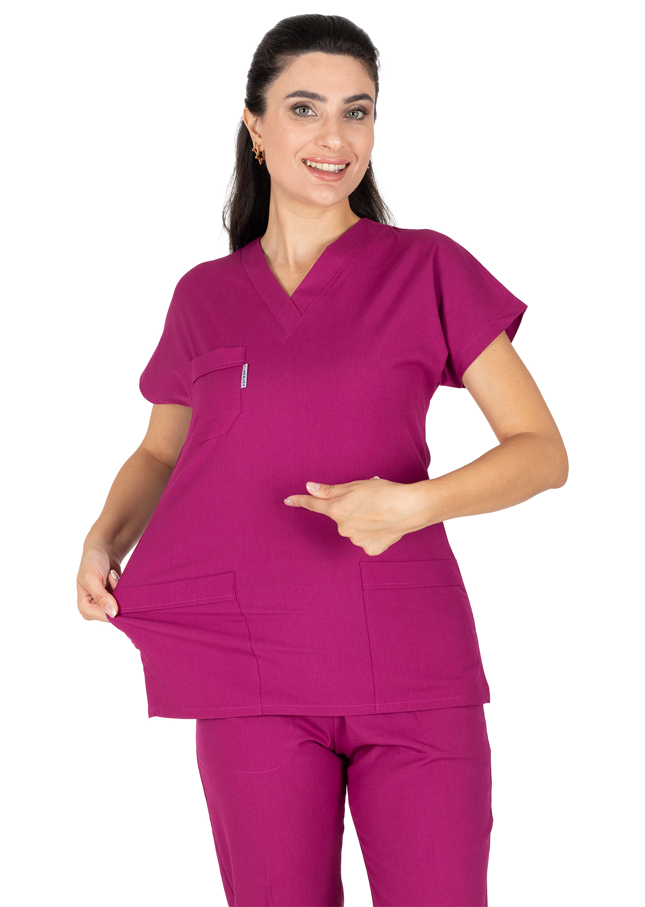 Vişne Likralı Kalın Scrubs Flex Doktor Hemşire Forması Takımı Vişne Likralı Kalın Scrubs Flex Doktor Hemşire Forması Takımı