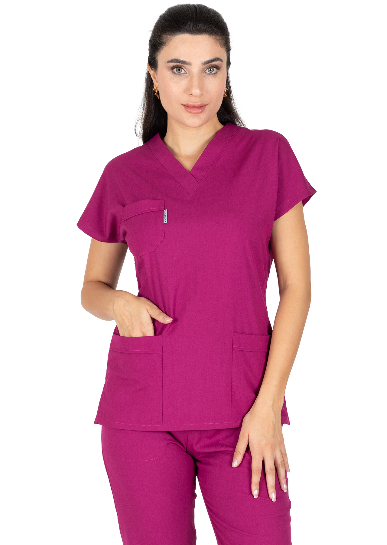 Vişne Likralı Kalın Scrubs Flex Doktor Hemşire Forması Takımı Vişne Likralı Kalın Scrubs Flex Doktor Hemşire Forması Takımı