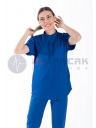 Snap Model Saks Mavi Likralı Doktor ve Hemşire Forması Takımı Snap Model Saks Mavi Likralı Doktor ve Hemşire Forması Takımı