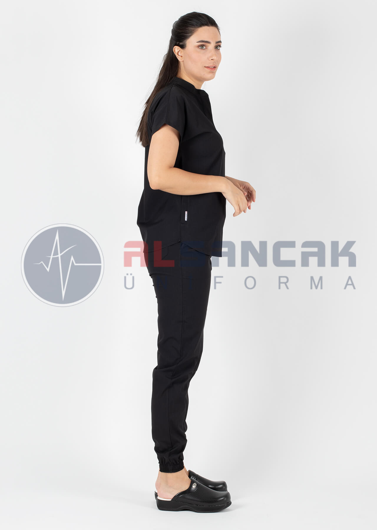 Snap Model Likralı Siyah Doktor ve Hemşire Forması Takımı Snap Model Likralı Siyah Doktor ve Hemşire Forması Takımı