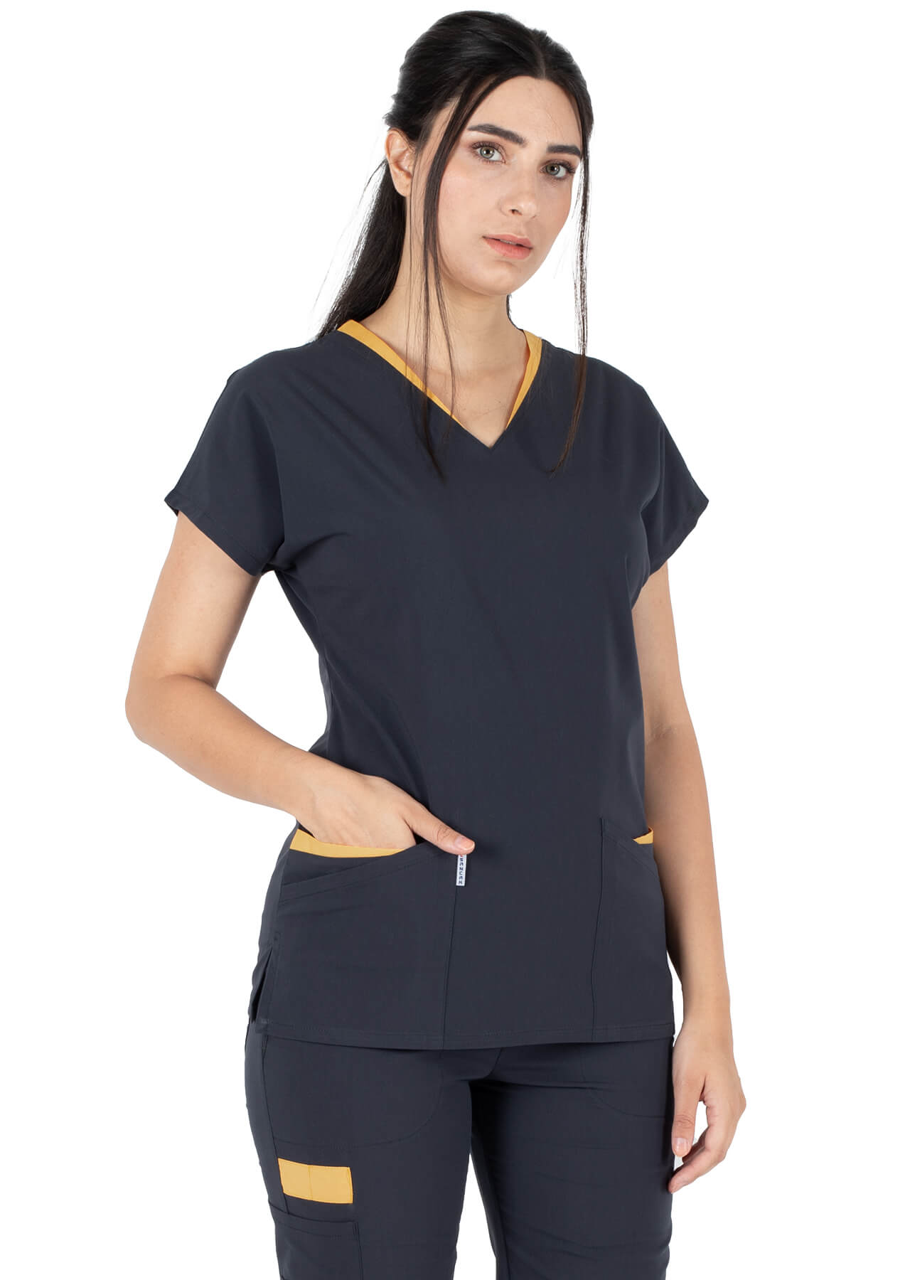 Twin Flex Antrasit Likralı Hemşire Forması Twin Flex Antrasit Likralı Hemşire Forması