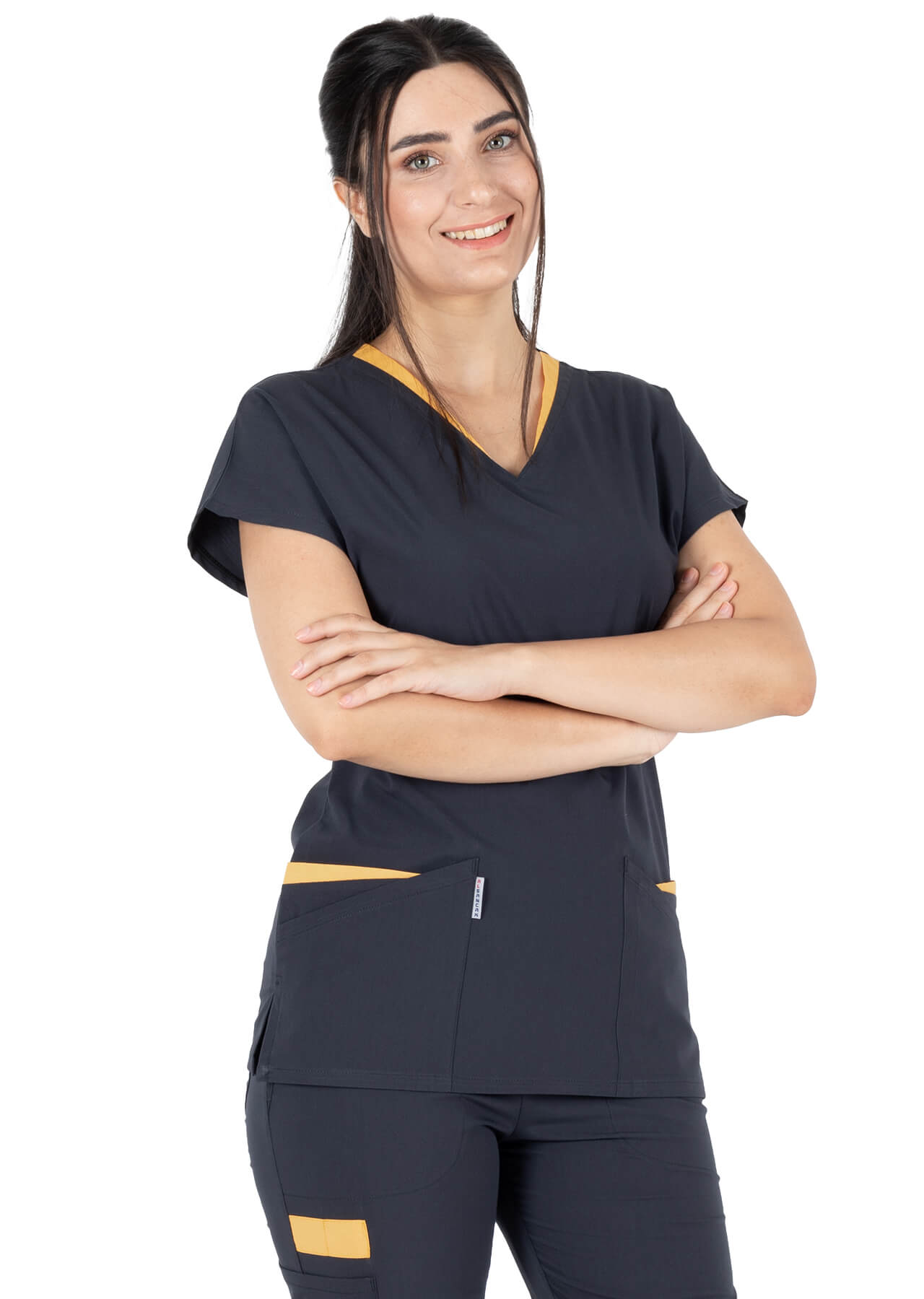 Twin Flex Antrasit Likralı Hemşire Forması Twin Flex Antrasit Likralı Hemşire Forması