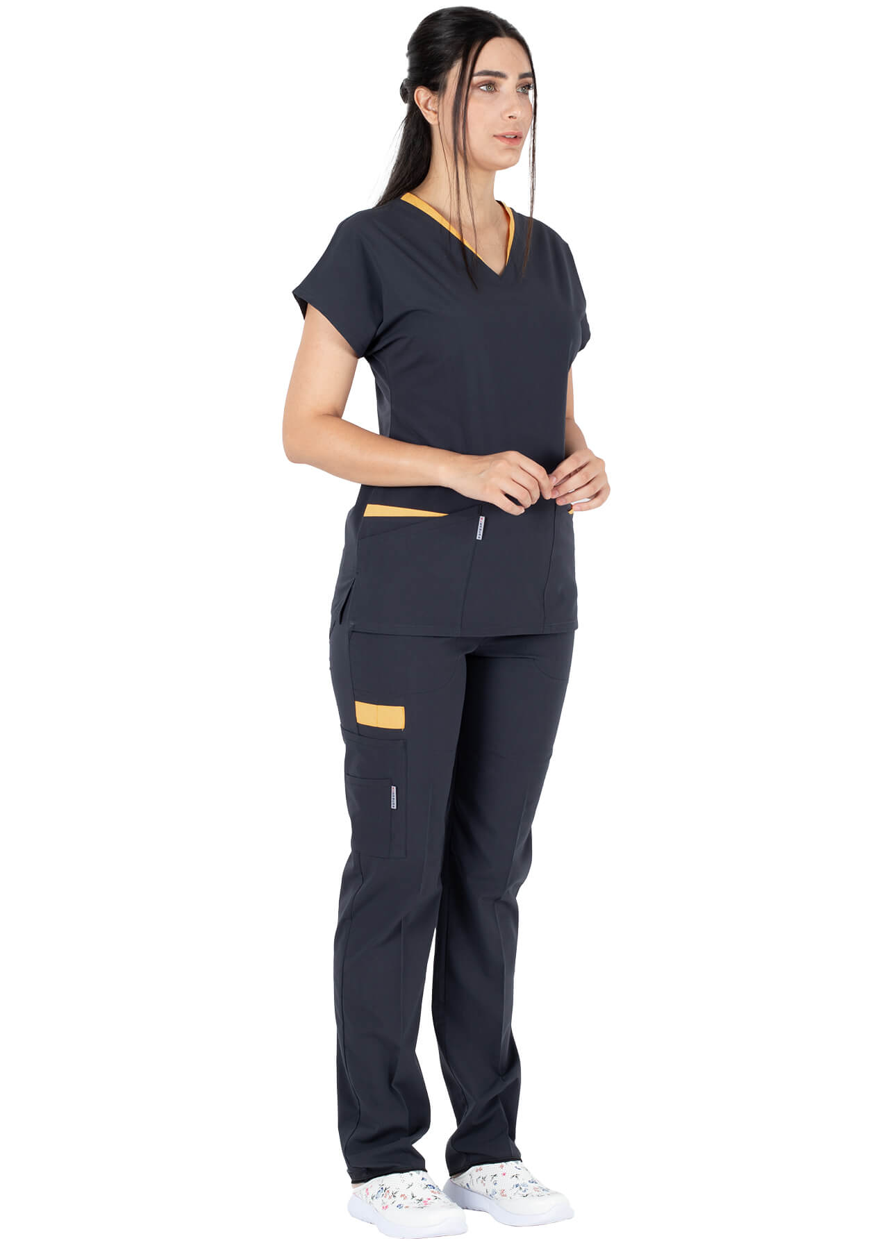 Twin Flex Antrasit Likralı Hemşire Forması Twin Flex Antrasit Likralı Hemşire Forması