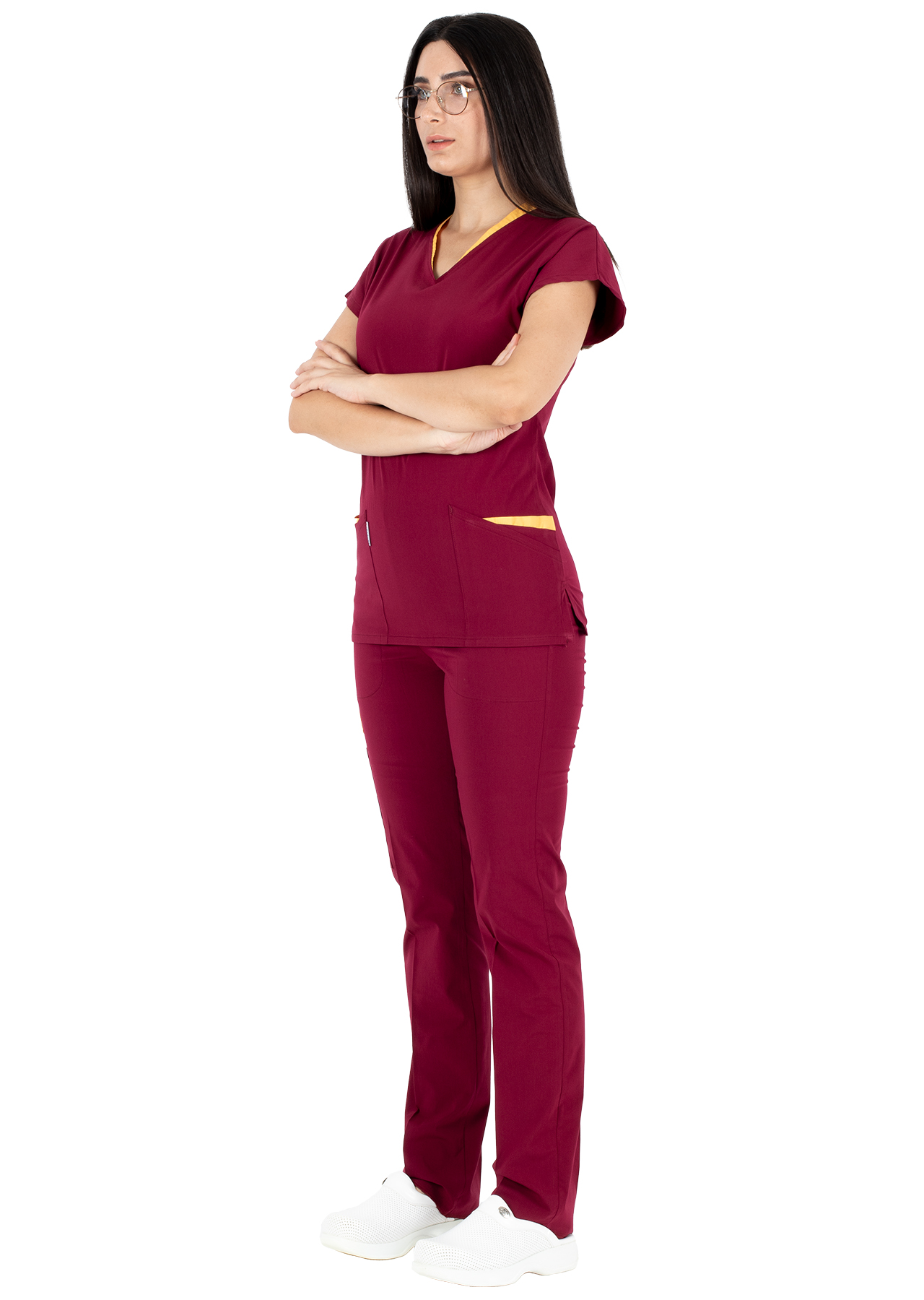 Twin Flex Bordo Likralı Hemşire Forması Twin Flex Bordo Likralı Hemşire Forması