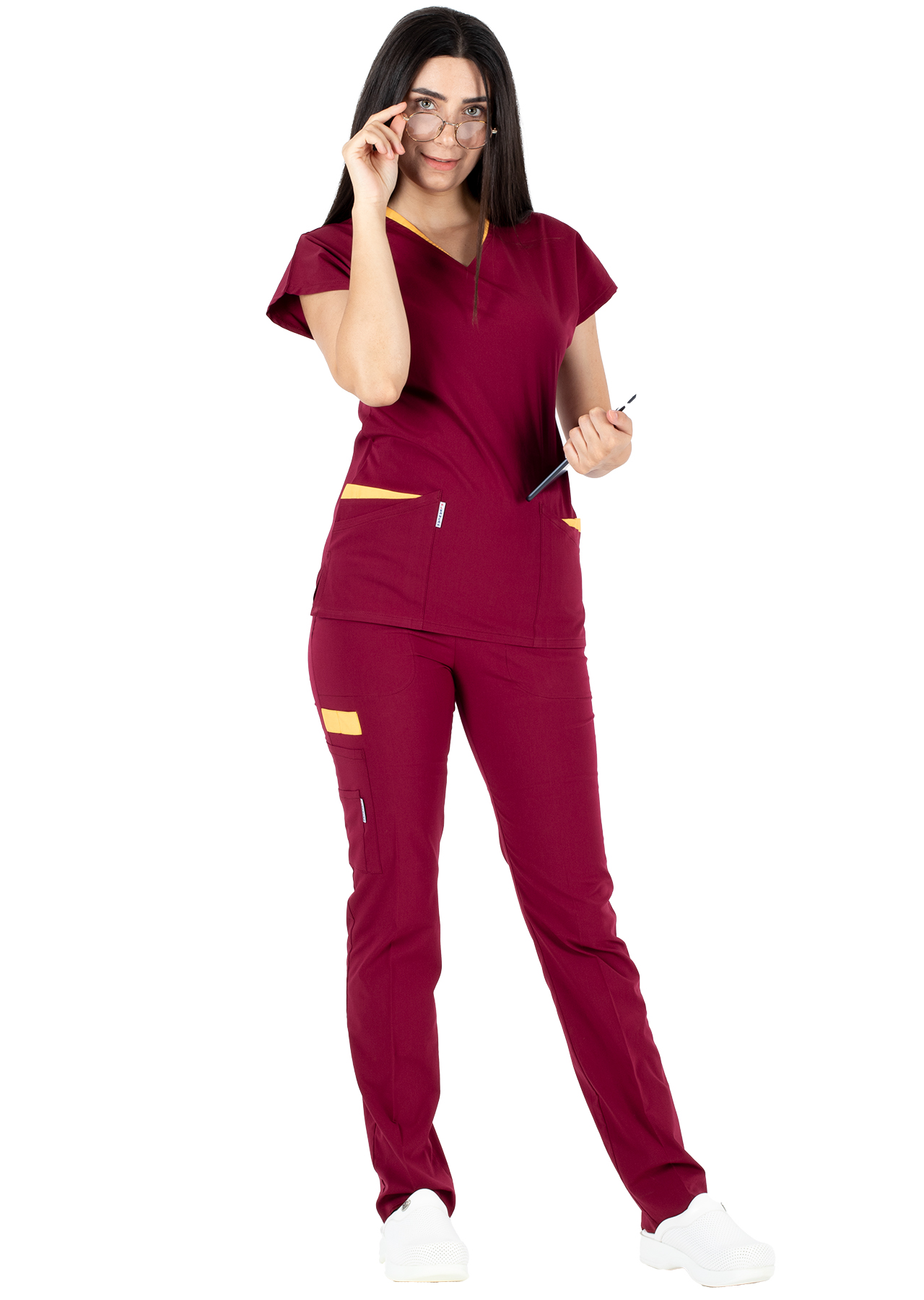 Twin Flex Bordo Likralı Hemşire Forması Twin Flex Bordo Likralı Hemşire Forması