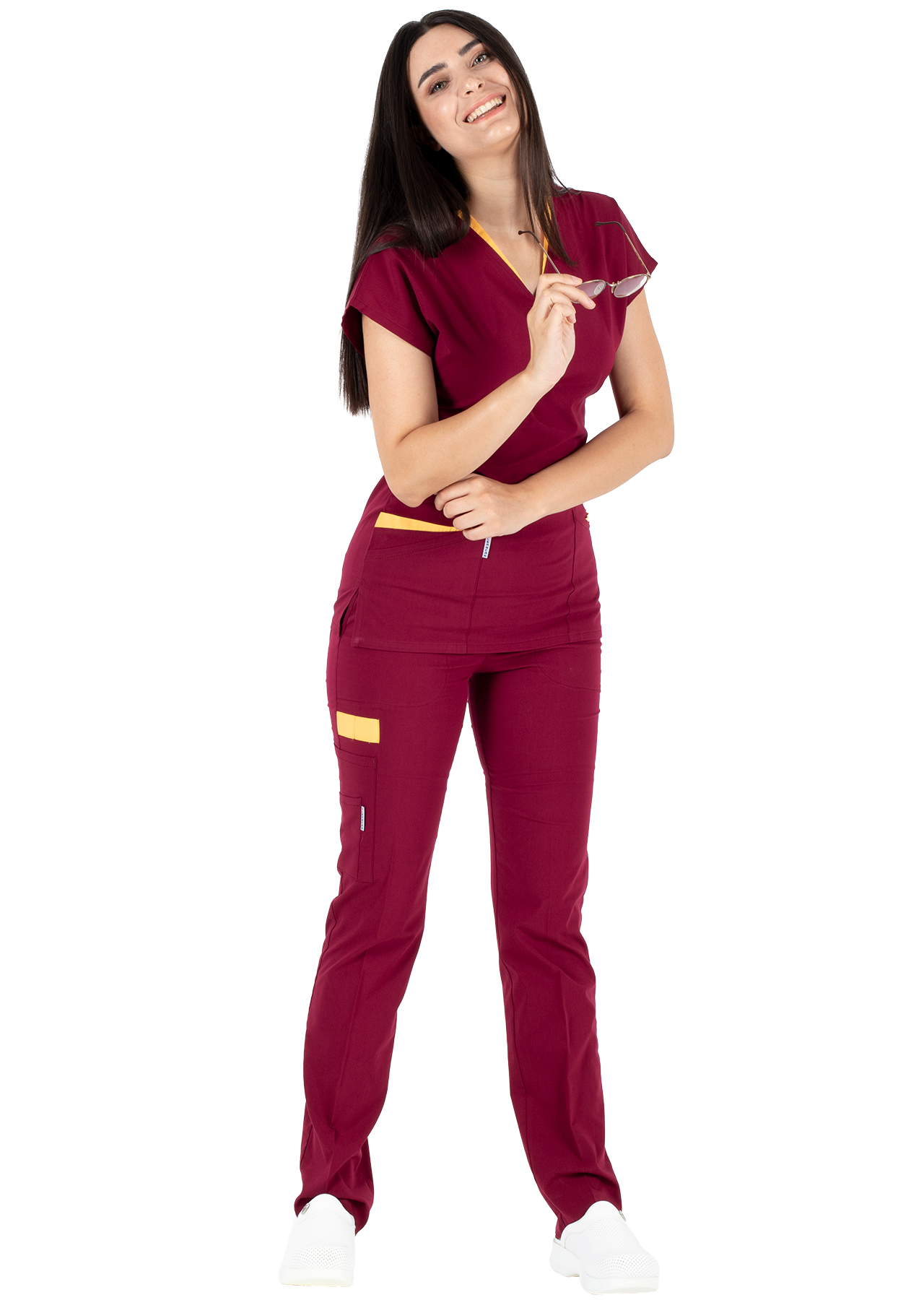 Twin Flex Bordo Likralı Hemşire Forması Twin Flex Bordo Likralı Hemşire Forması