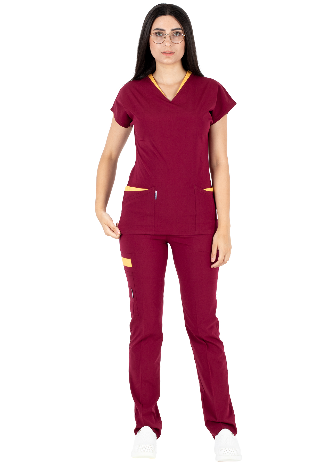 Twin Flex Bordo Likralı Hemşire Forması Twin Flex Bordo Likralı Hemşire Forması