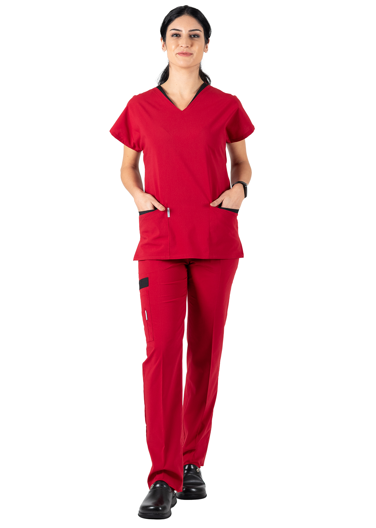 Twin Flex Kırmızı Likralı Hemşire Forması Twin Flex Kırmızı Likralı Hemşire Forması