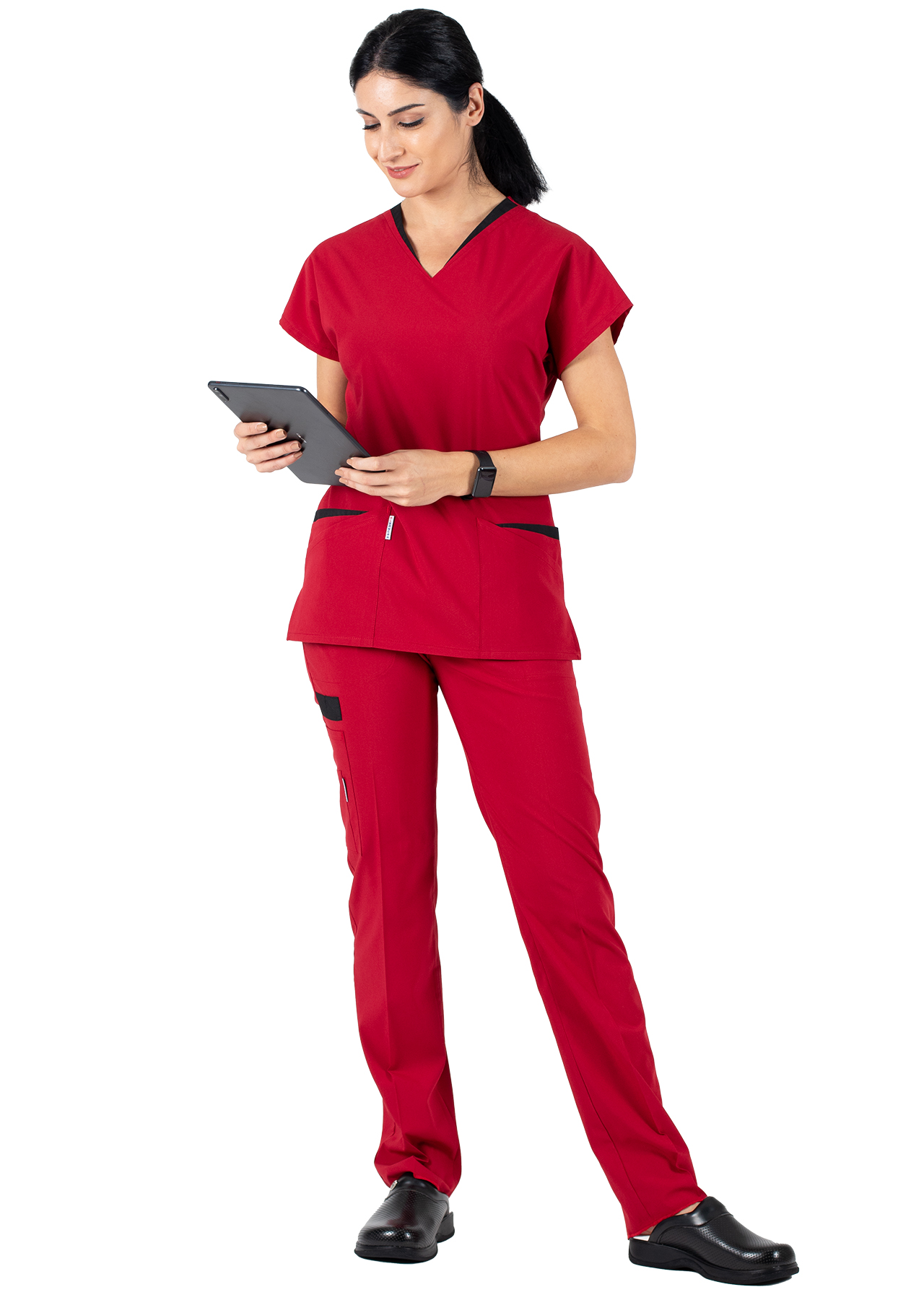Twin Flex Kırmızı Likralı Hemşire Forması Twin Flex Kırmızı Likralı Hemşire Forması