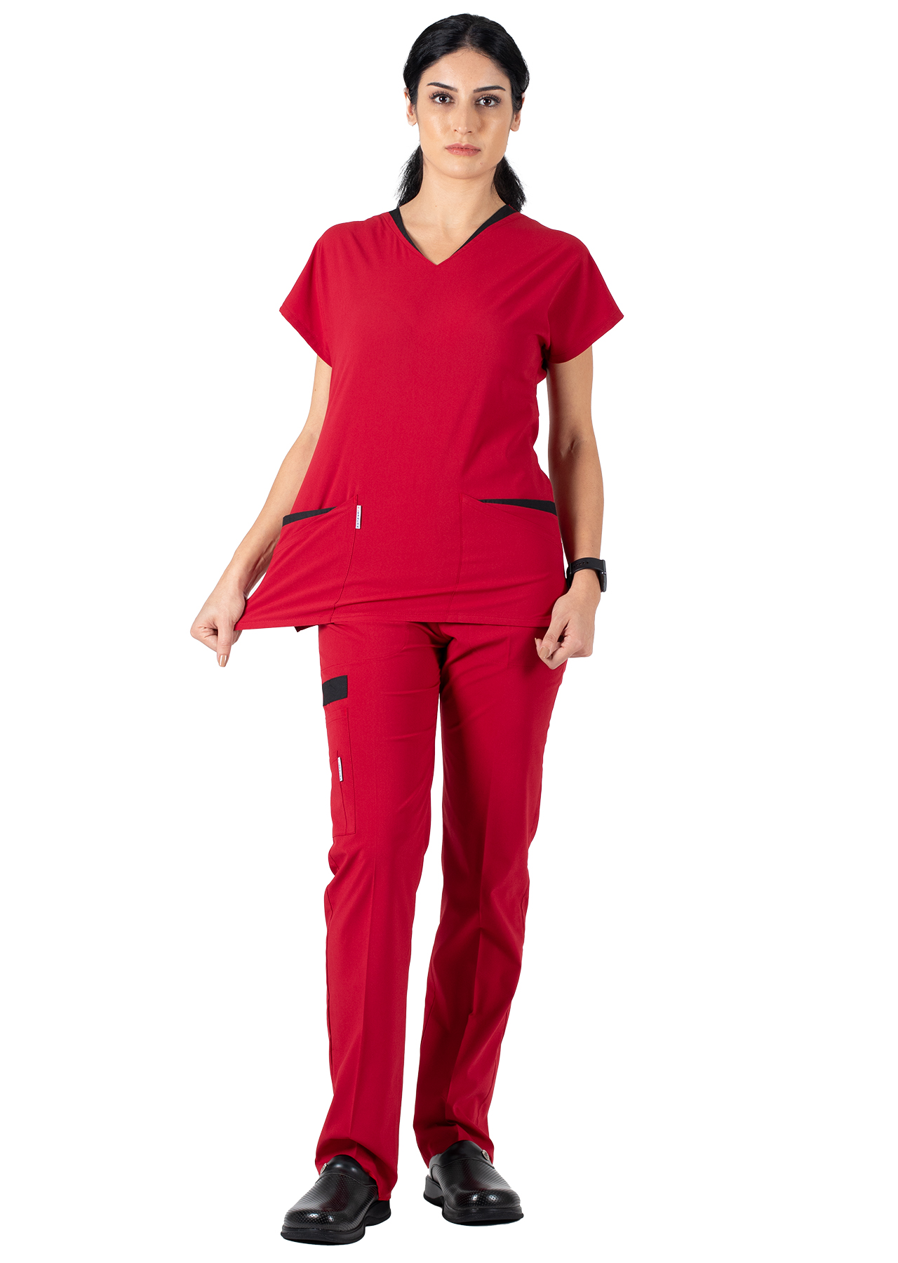 Twin Flex Kırmızı Likralı Hemşire Forması Twin Flex Kırmızı Likralı Hemşire Forması