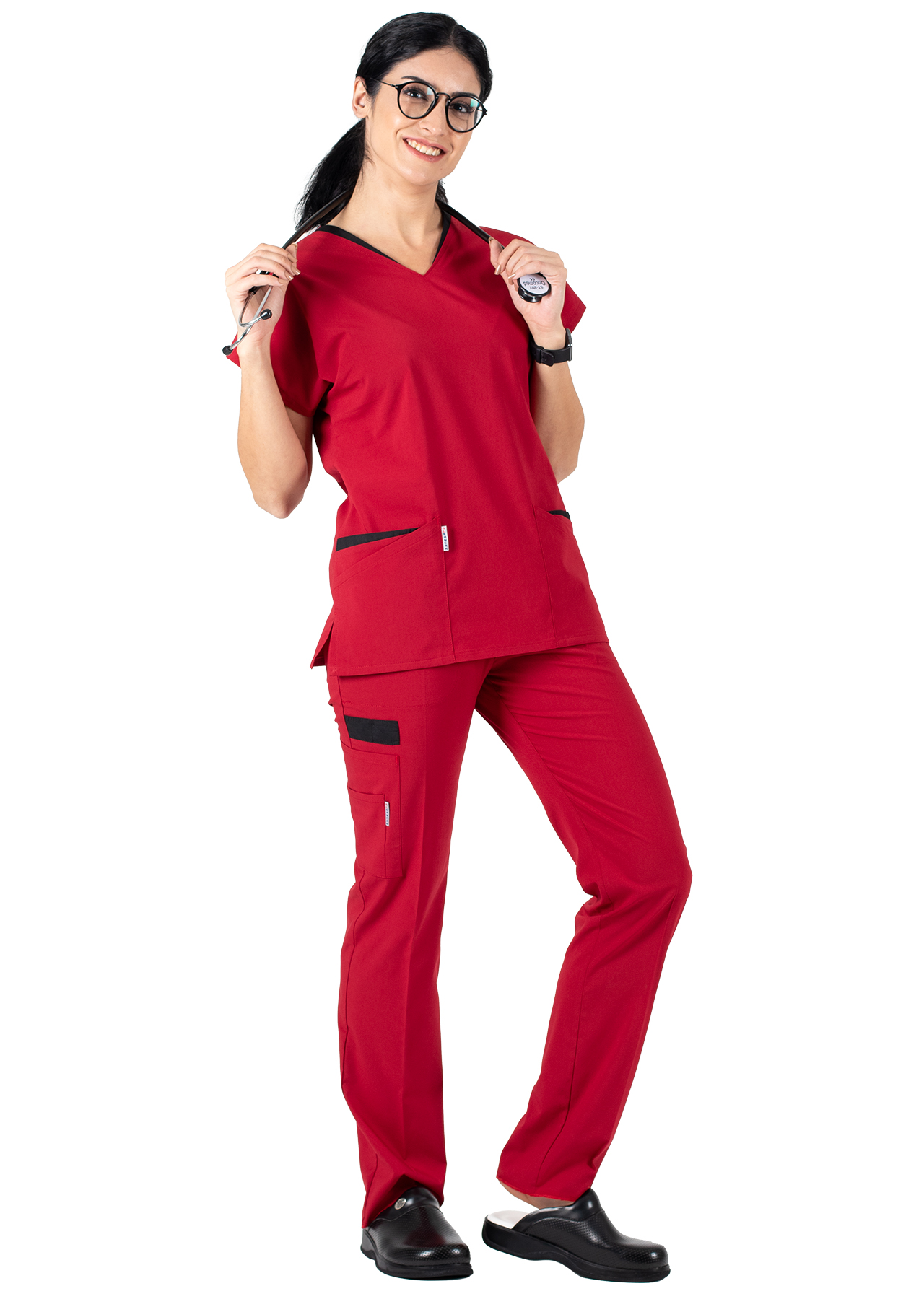 Twin Flex Kırmızı Likralı Hemşire Forması Twin Flex Kırmızı Likralı Hemşire Forması
