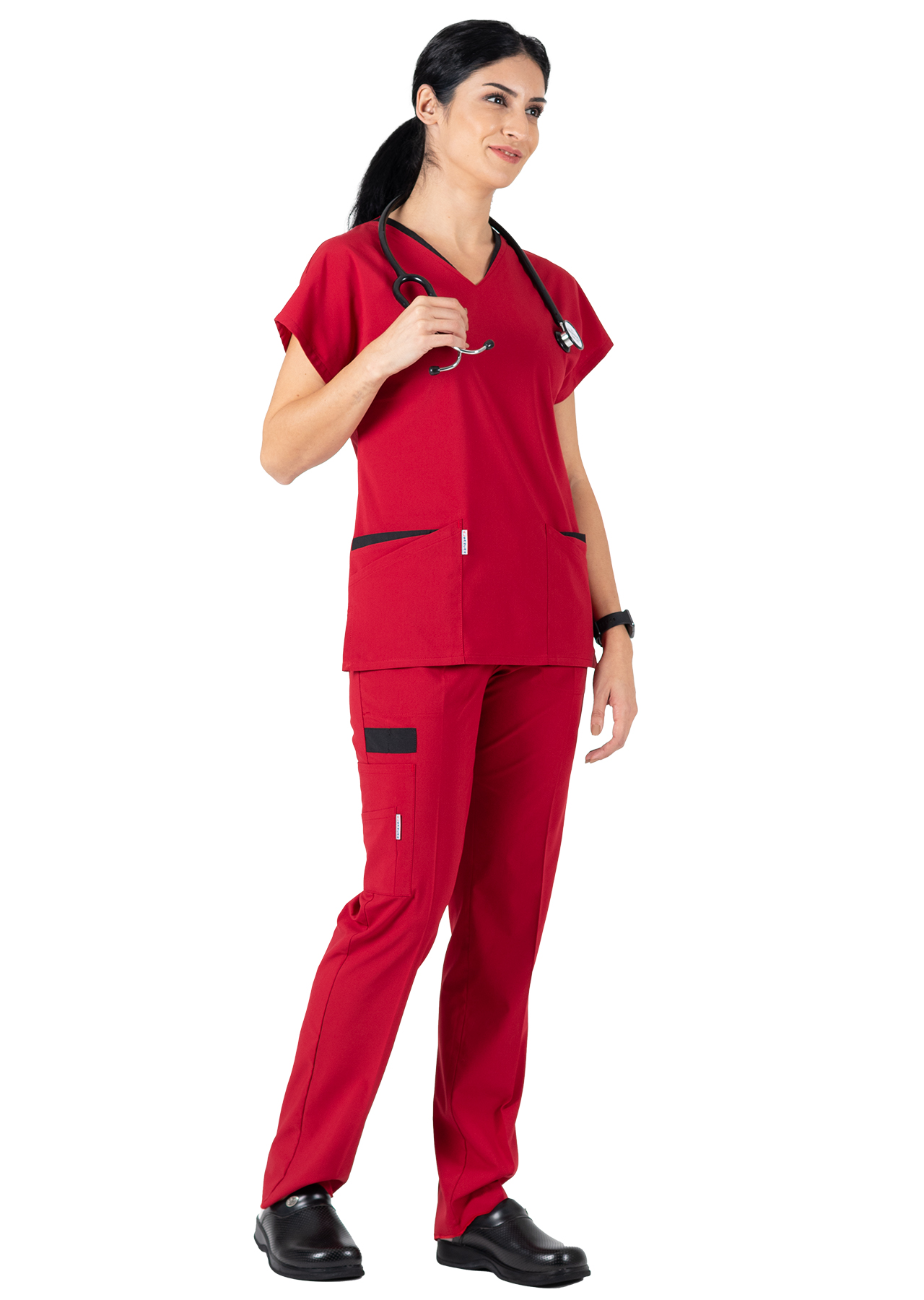 Twin Flex Kırmızı Likralı Hemşire Forması Twin Flex Kırmızı Likralı Hemşire Forması