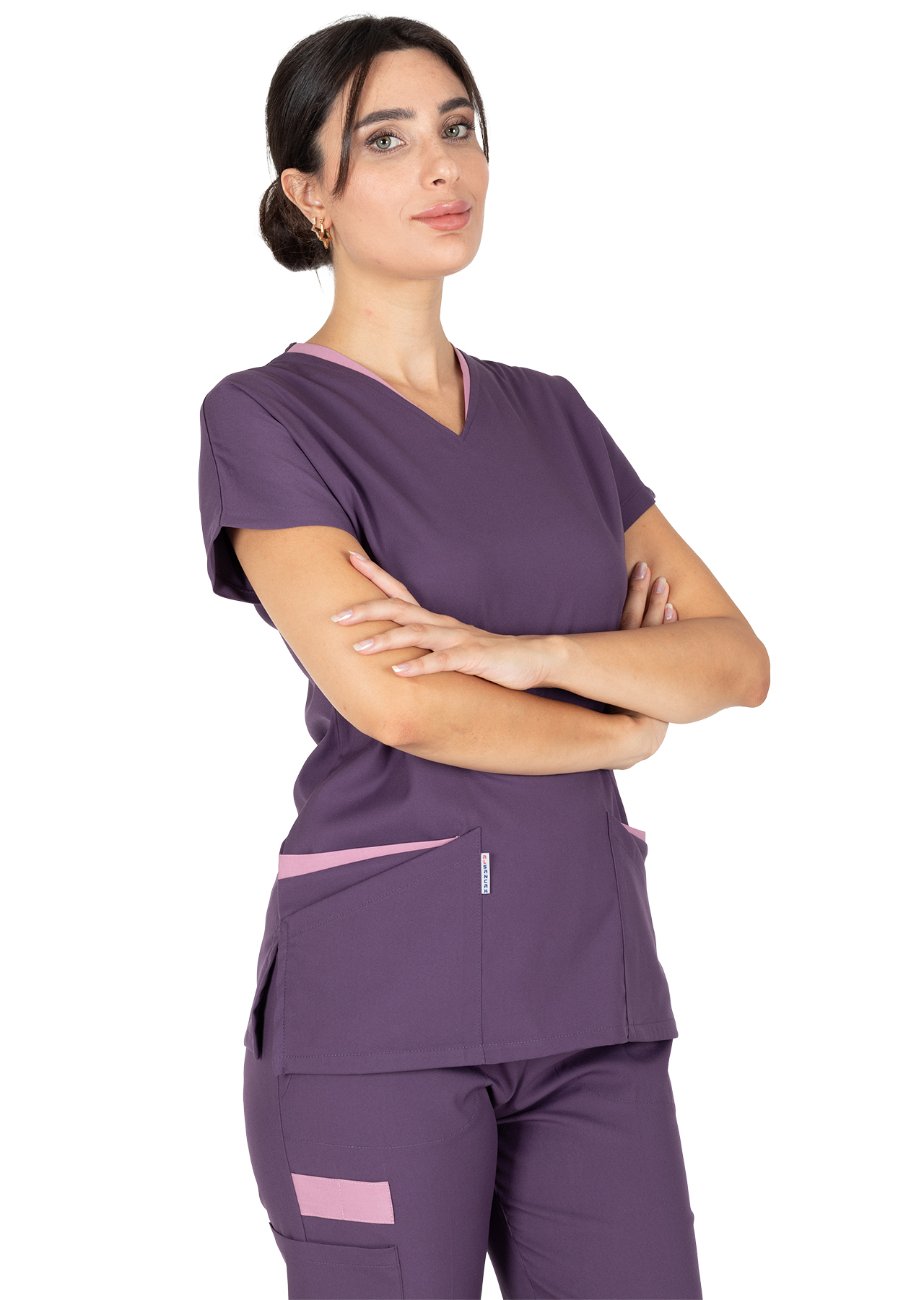 Twin Flex Mürdüm Likralı Doktor ve Hemşire Forması Takımı Twin Flex Mürdüm Likralı Doktor ve Hemşire Forması Takımı