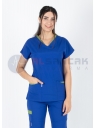 Twin Flex Saks Mavi Likralı Hemşire Forması Twin Flex Saks Mavi Likralı Hemşire Forması