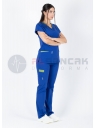 Twin Flex Saks Mavi Likralı Hemşire Forması Twin Flex Saks Mavi Likralı Hemşire Forması