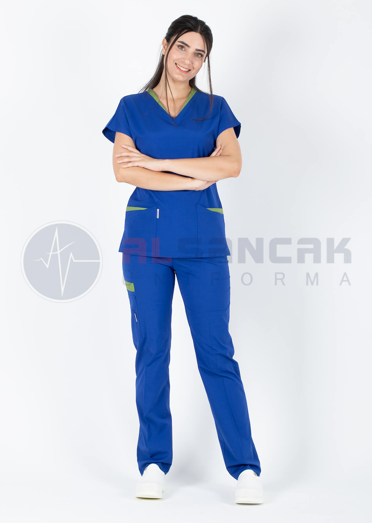 Twin Flex Saks Mavi Likralı Hemşire Forması Twin Flex Saks Mavi Likralı Hemşire Forması