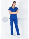 Twin Flex Saks Mavi Likralı Hemşire Forması Twin Flex Saks Mavi Likralı Hemşire Forması