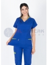 Twin Flex Saks Mavi Likralı Hemşire Forması Twin Flex Saks Mavi Likralı Hemşire Forması
