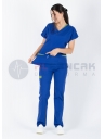 Twin Flex Saks Mavi Likralı Hemşire Forması Twin Flex Saks Mavi Likralı Hemşire Forması