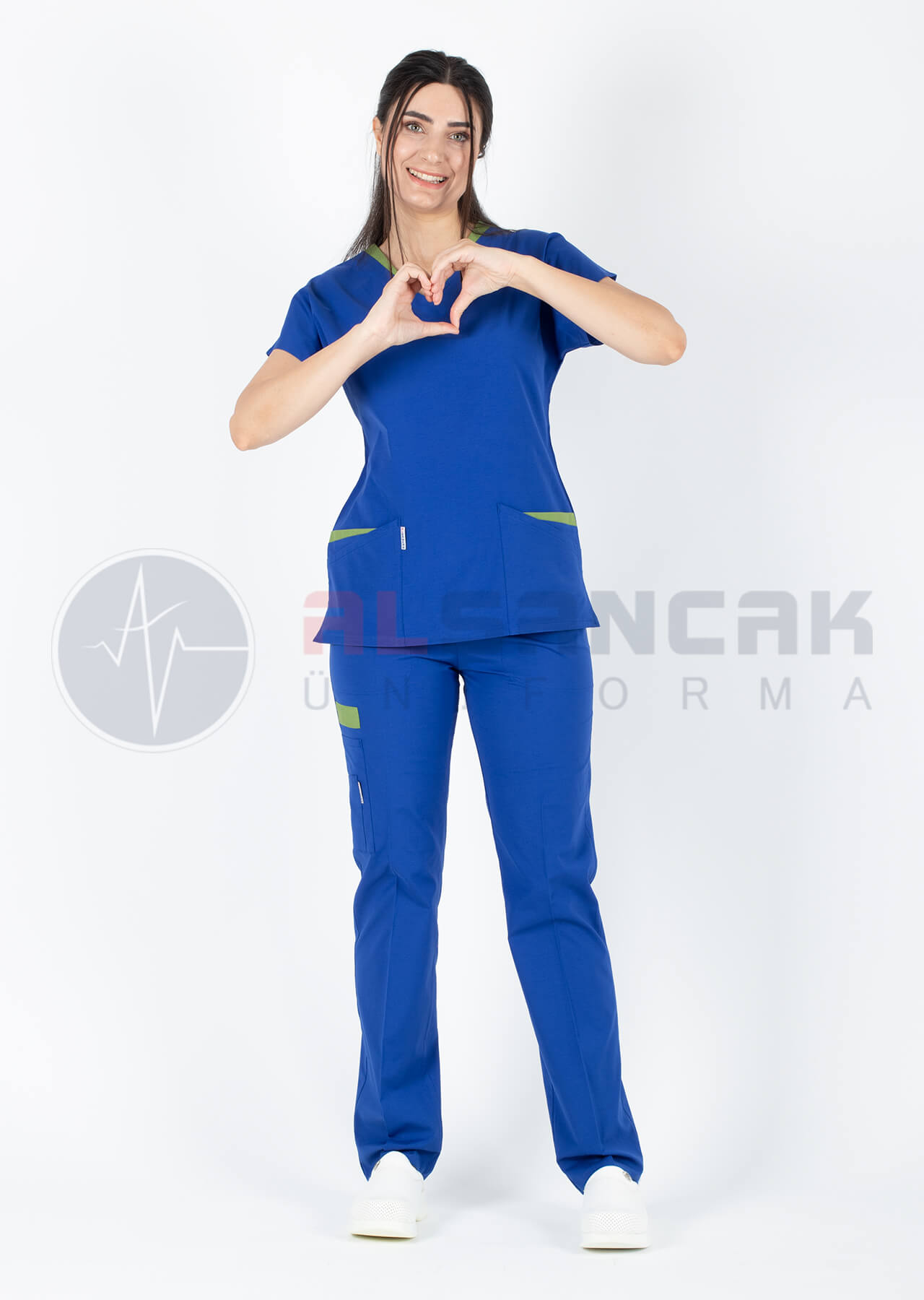 Twin Flex Saks Mavi Likralı Hemşire Forması Twin Flex Saks Mavi Likralı Hemşire Forması