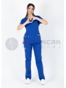 Twin Flex Saks Mavi Likralı Hemşire Forması Twin Flex Saks Mavi Likralı Hemşire Forması