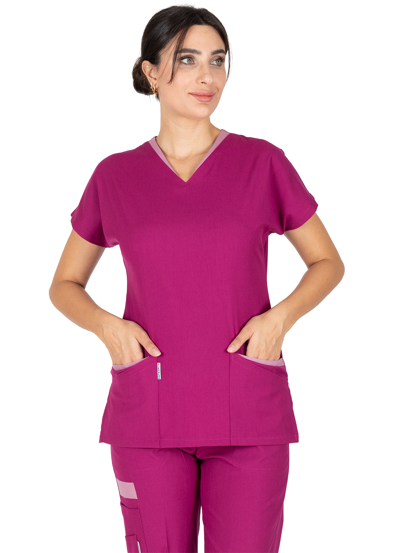 Twin Flex Vişne Likralı Doktor ve Hemşire Forması Takımı Twin Flex Vişne Likralı Doktor ve Hemşire Forması Takımı
